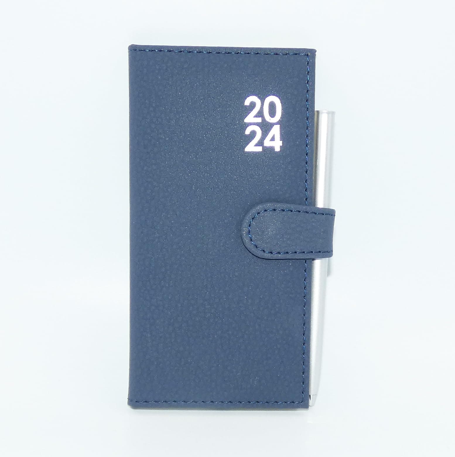 2025 Week to View Slim Diary Soft Leather Feel 16 x 8.5cm Size Journal with Pen (Blue)