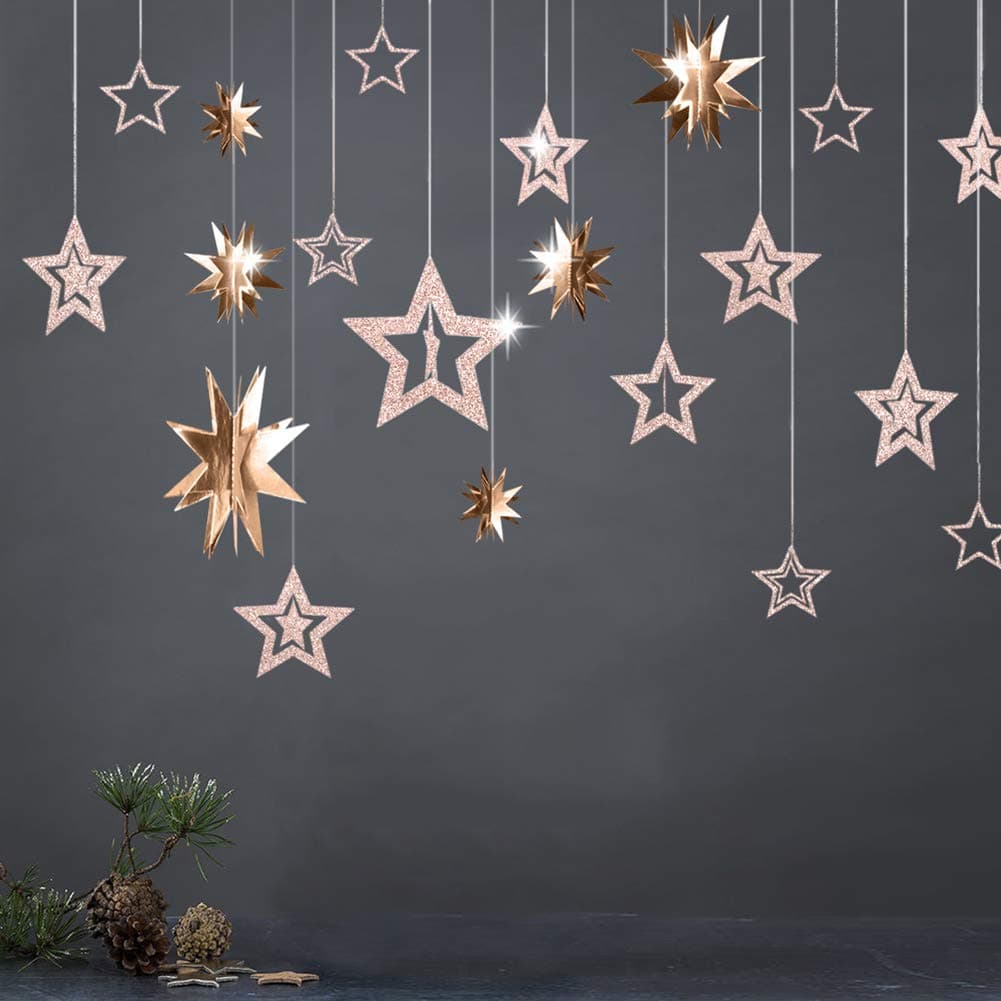 3D HANGING STARS EPS WITH GLITTER