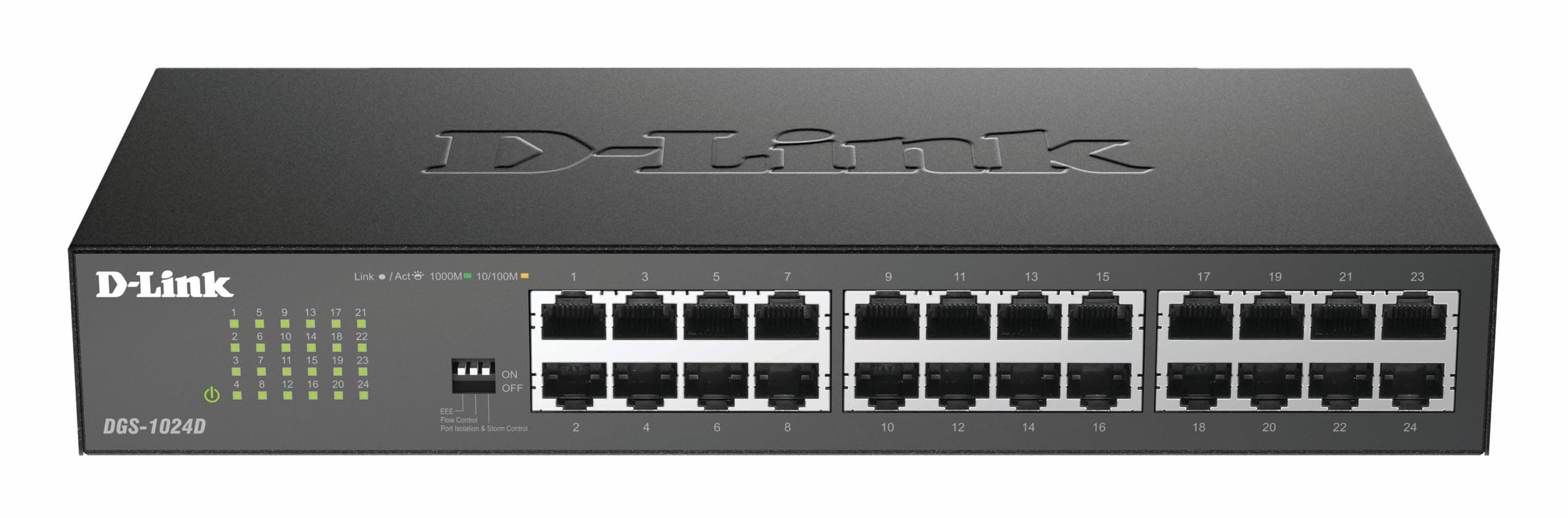 D-Link - DGS-1024D/E - 24-port 10/100/1000Base-T Unmanaged Green Desktop Gigabit Switch