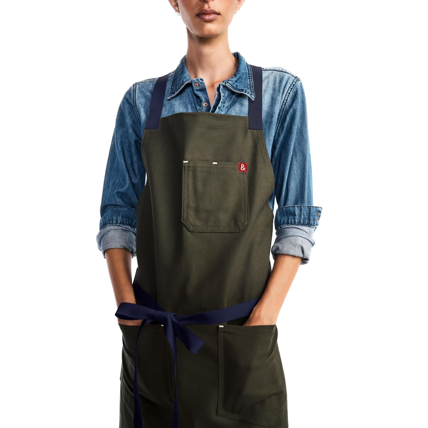 hedley & bennett Crossback Apron - Professional Chef's Apron - Cross Back Mens Apron - Mens Cooking Apron - Kitchen Apron - Chef Aprons for Men & Women - 8oz 100% Cotton Canvas Fabric - Olive Green