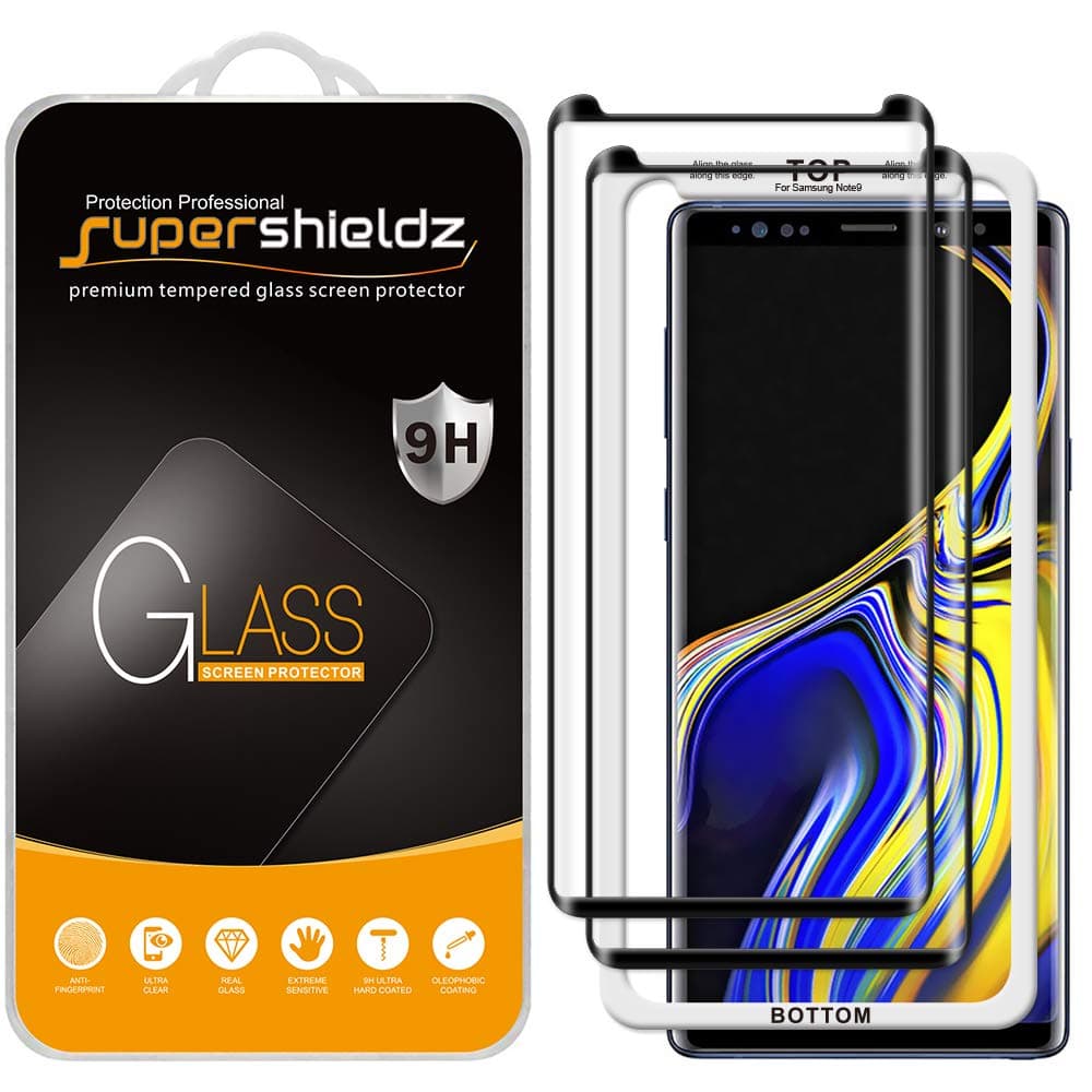 Supershieldz (2 Pack) for Samsung Galaxy Note 9 Tempered Glass Screen Protector with (Easy Installation Tray) Anti Scratch, Bubble Free (Black)