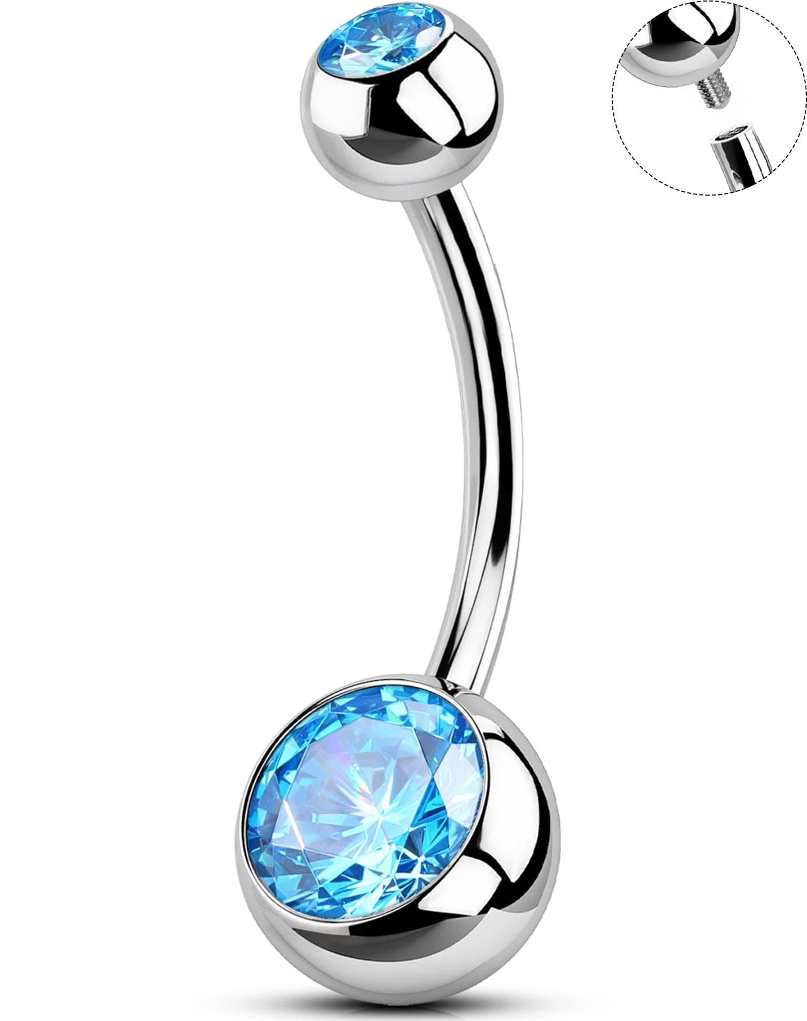 OUFER Belly Button Rings Surgical Stee, Internally Threaded Belly Rings, 14G Belly Piercing Jewelry, Belly Button Rings, Navel Piercing Jewelry For Women Men