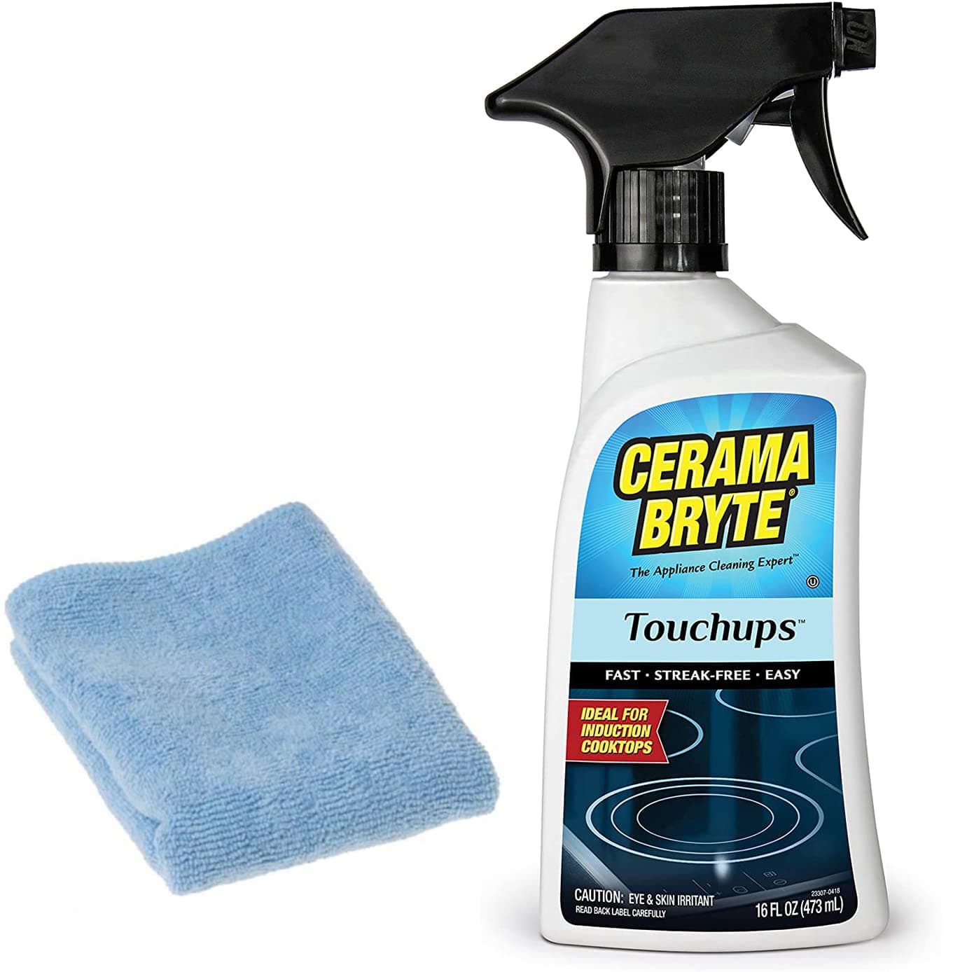 Cerama Bryte Touchups Spray (16 oz) Glass Ceramic Cooktop Cleaner With Microfiber Cloth
