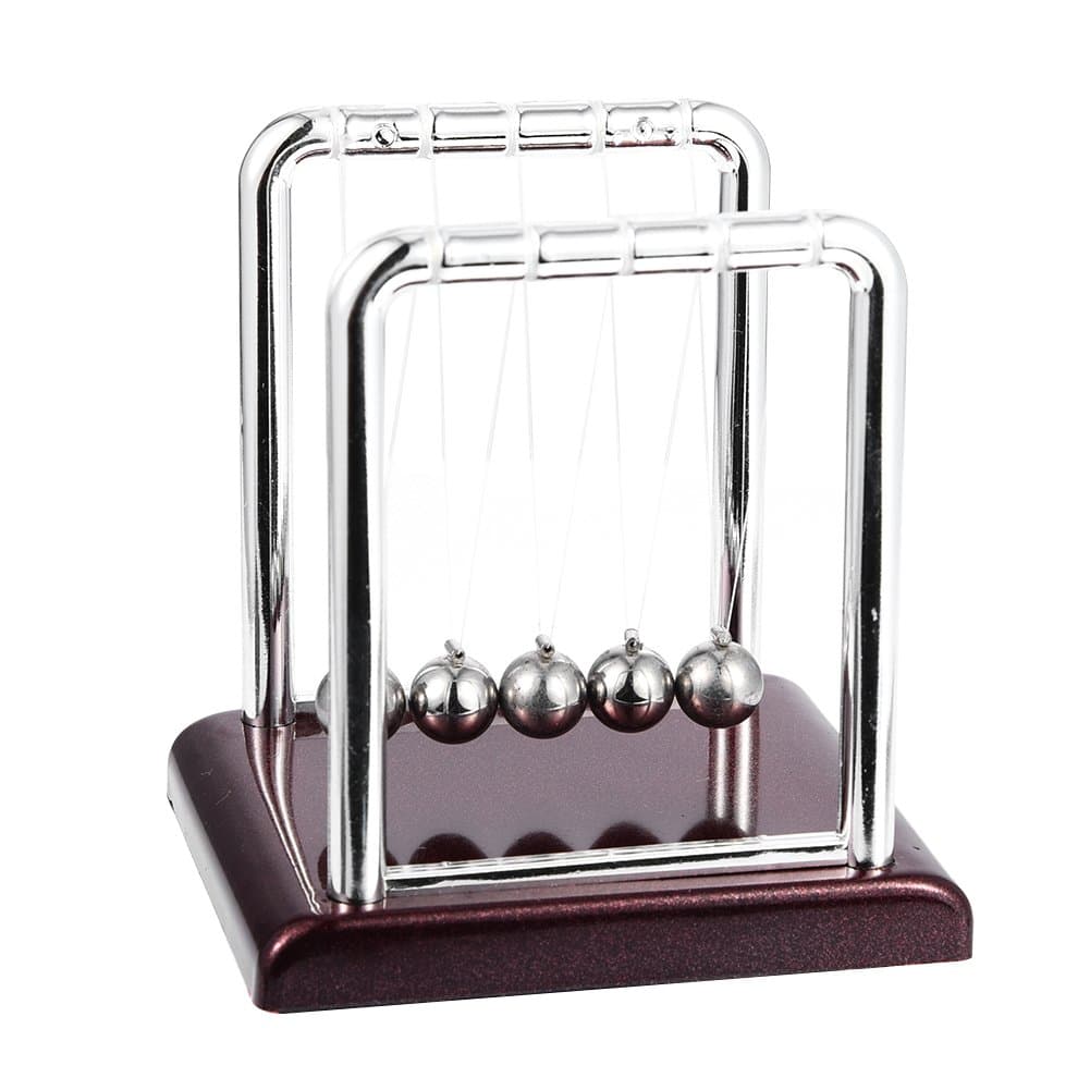 Newton Cradle Physics Pendulum Science Newton's Cradle Art in Motion Balance Balls Creative Decorative Newton Billiards Balanced Balls Metal Handicraft Red Base Household Newton Billiards (Square:Red)