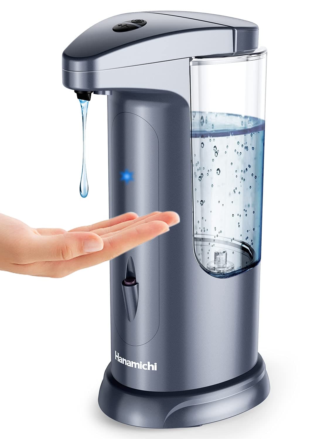 Hanamichi Soap Dispenser, 13.5oz/400ml High Capacity Automatic Soap Dispenser Equipped w/Infrared Motion Sensor Waterproof Base Adjustable Switches Suitable for Bathroom, Kitchen, Hotel, Restaurant