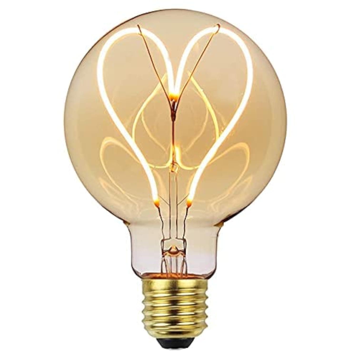 E27 LED Vintage Light Bulb, Screw 4W Edison LED Filament Bulb, Big Size 95mm Globe Spiral LED Bulbs, Retro Amber Glass Decorative Light Bulbs, Warm White 2200K, Heart Shape