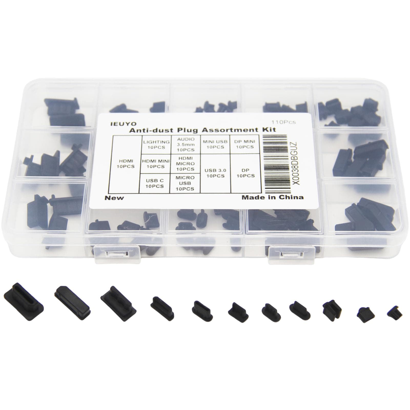 Silicone Universal Anti Dust Cover Plug Kit Stopper Cap for USB C/A Micro USB Lightning Ethernet HDMI DP Computer PC Laptops Phones Audio Devices Electronics Black 11Sizes 110Pcs