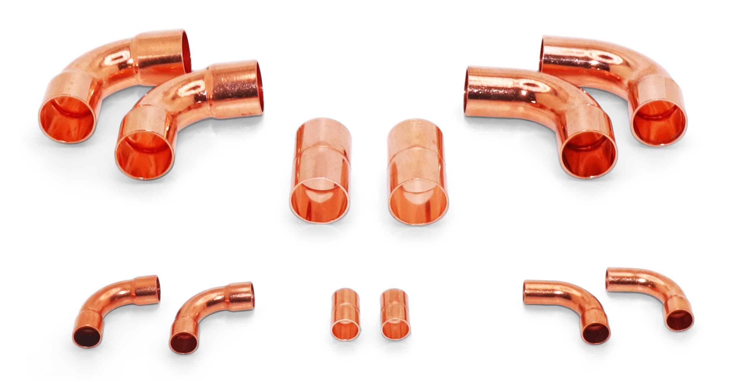 Copper Kit HVACR 3/8 & 7/8 Line Set Copper Fittings Kit air condition refrigeration liquid line & suction lines tubing pipes & ACR:(2)Couplings,(2) Long Turn 90's,(2)Street LR 90's 99.9% Pure Copper