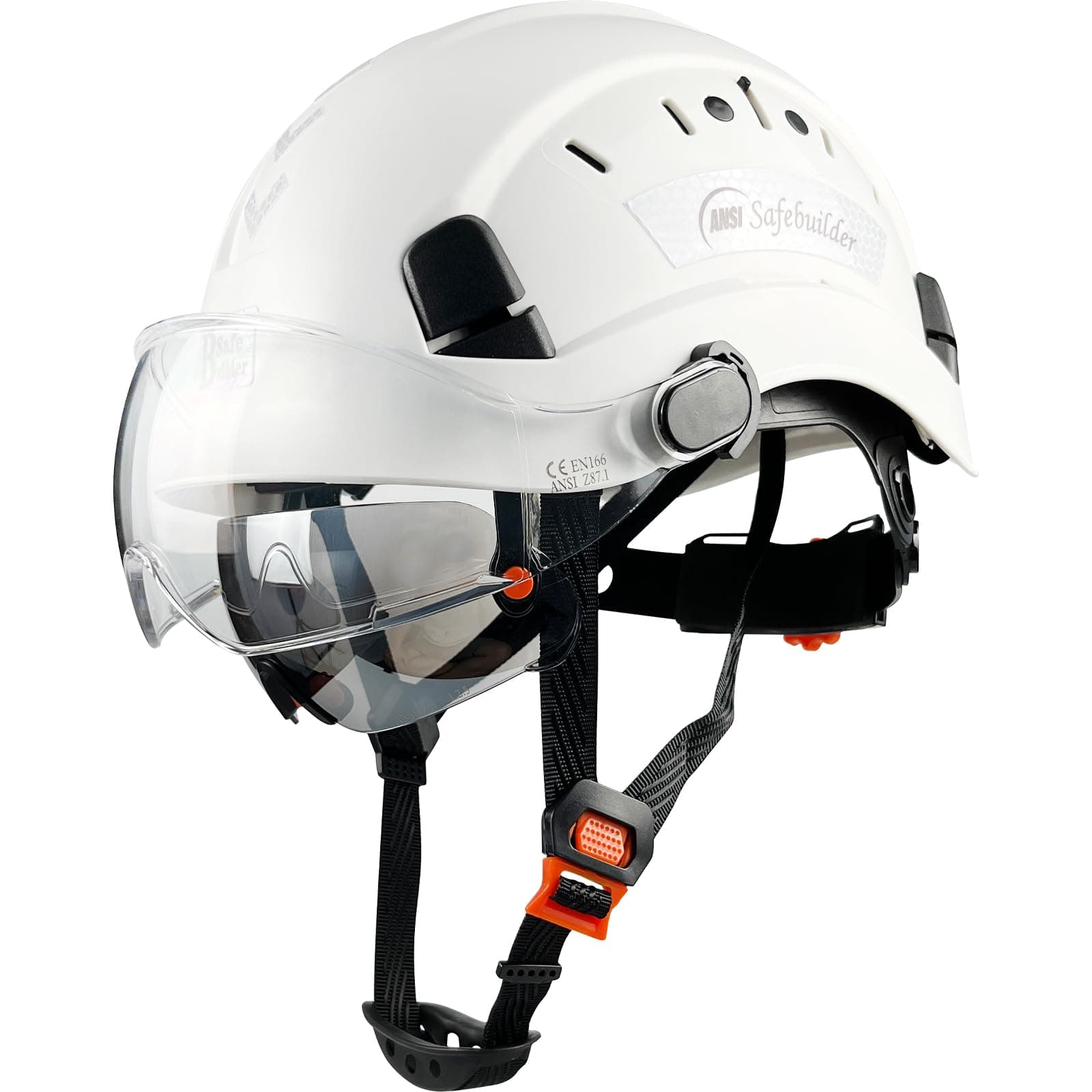 SAFEBUILDER Construction Safety Helmet with Build-in Visor ABS Hard Hat with Visor Adjustable Ventilation Hardhats Work Head Protection ANSI/ISEA Z89.1