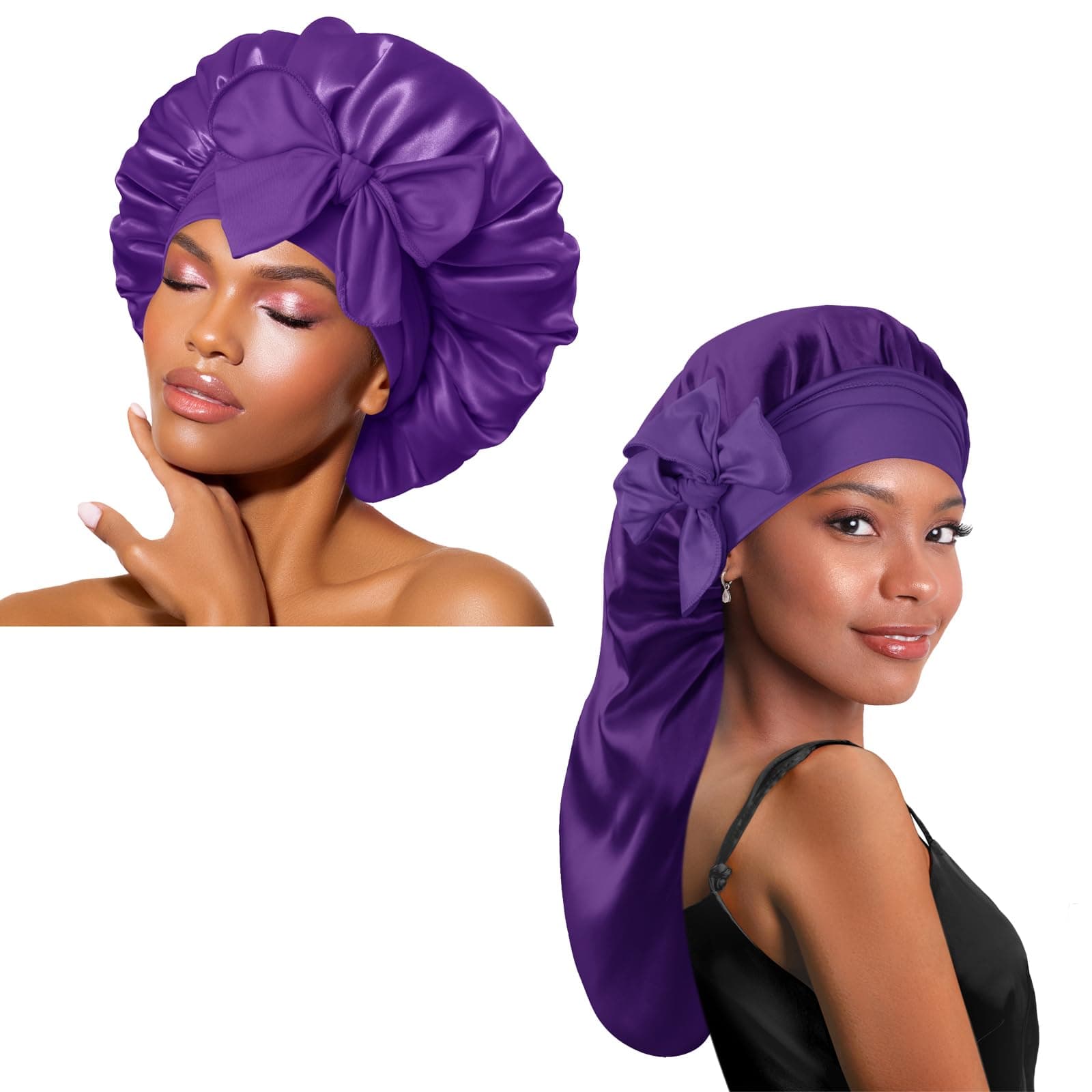 BONNET QUEENBraid Bonnet and Silk Bonnet for Sleeping Satin Bonnet Long Bonnet Hair Bonnet with Tie Band