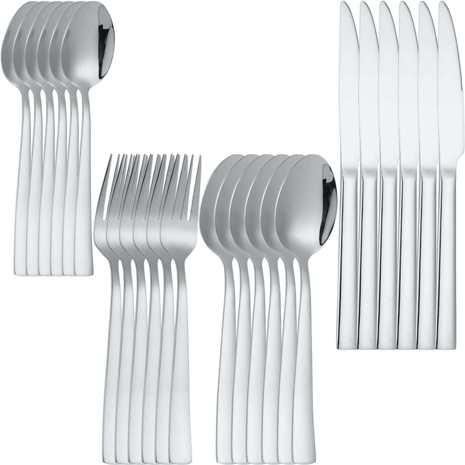 Silverware Set for 1, 4-Piece 18/10 Stainless Steel Flatware Set,Forged Cutlery Set Matte Finish for Home,Restaurant and Parties, Dishwasher Safe. (24, Silver)