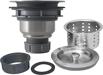 Sink Strainer Kitchen Sink Drain Assembly Kit 3-1/2 Inch with Kitchen Sink Drain Basket,304 Stainless Steel Sink Stopper & Cover Lid,Stainless Steel Brushed