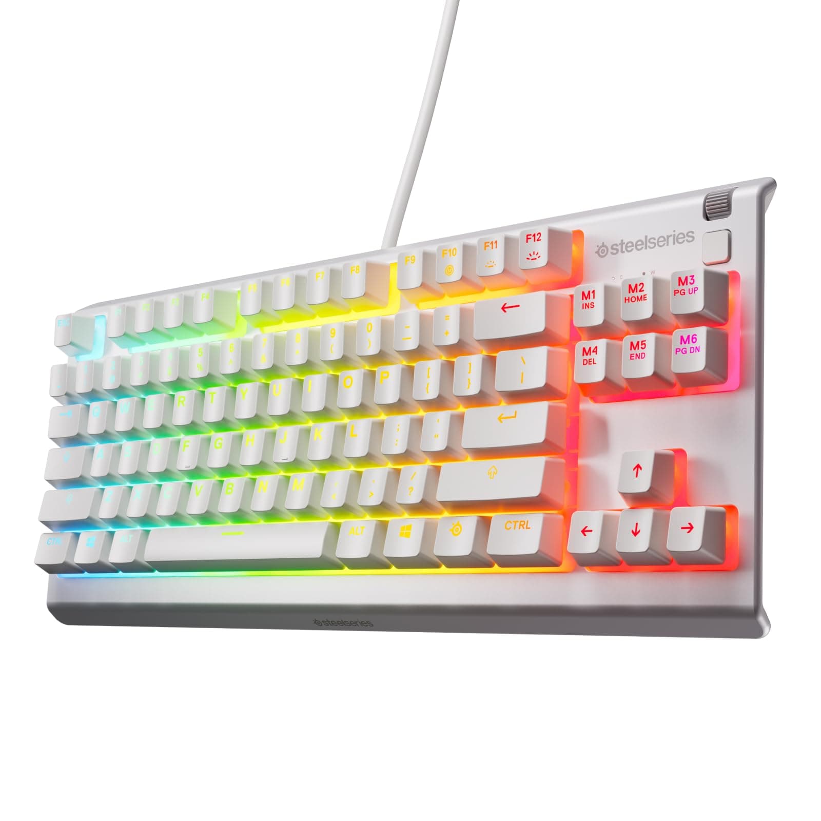 SteelSeries Apex 3 TKL White RGB Gaming Keyboard - Numeric Keyless Compact Form Factor - 8 Zone RGB Illumination - Water Resistant and Dustproof - Whisper-Quiet Gaming Switch