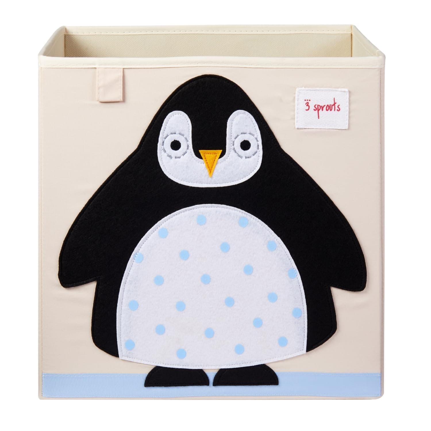 3 Sprouts Toy Storage Cube - 13 inch Kids Cube Storage Box - Collapsible Fabric Organiser Bin for for Nursery, Children’s Room, Kids Playroom, Penguin