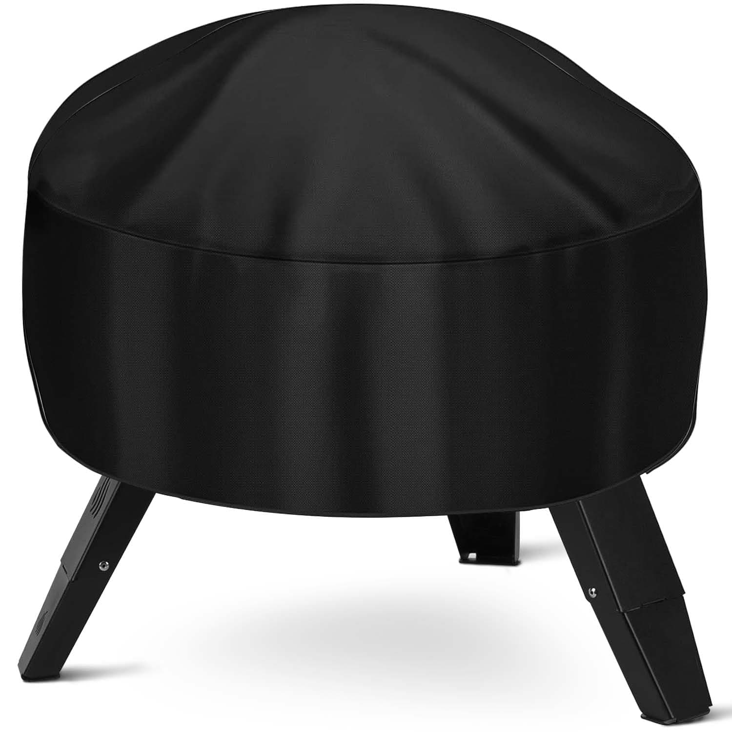 KISEER Fire Pit Cover Heavy Duty Waterproof Round Fire Pit Bowl Cover with Thick PVC Coating Drawstring, 38 Inch, Black