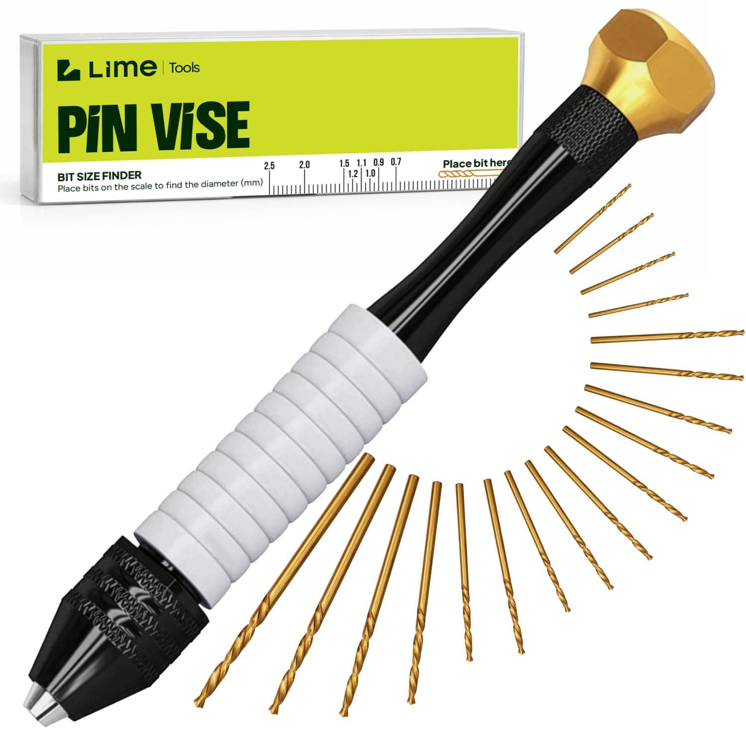CRAFT911 Pin Vise Hand Drill Manual - Jewelry w/Micro Drill Bits (0.8mm-2.5mm) - Rotary Craft Drill for Jewelry Making, Resin, Wood, Plastic, Miniature, Beads, Clay Etc