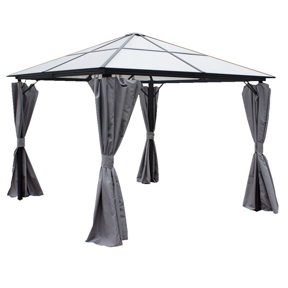 Peninsula Polycarbonate Metal Gazebo 3 x 3M Grey