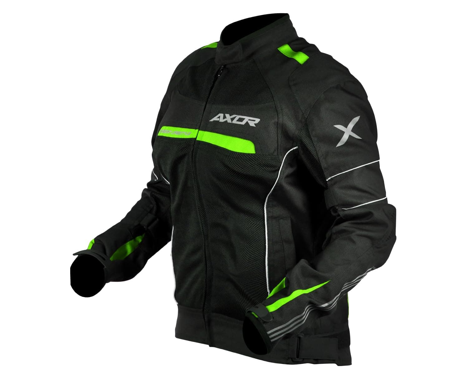 Axor Diva Riding Jacket MaxTec 600-D Textile for Women equipped with -Tech C.E. level 2 protectors at the elbows/shoulders/back and high tenacity mesh fabric for maximum ventilation-Black Neon Green-S