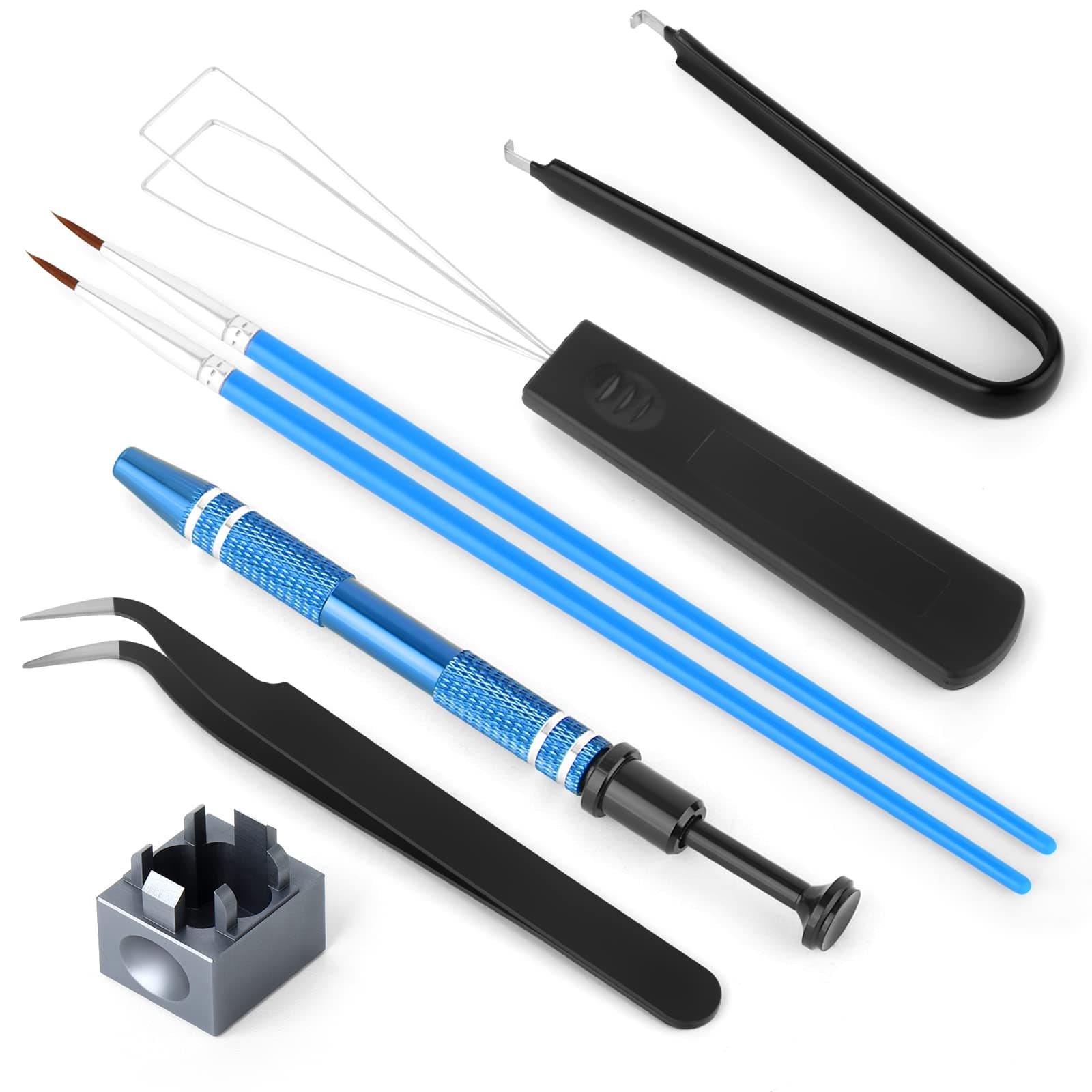 RUNJRX Keyboard Lube Kit with Switch Opener,Tweezers,Keycap Puller,Switch Puller,4-Claw Grabber,Switch Lube Brush for Custom Keyboard, Keyboard Lube Tools