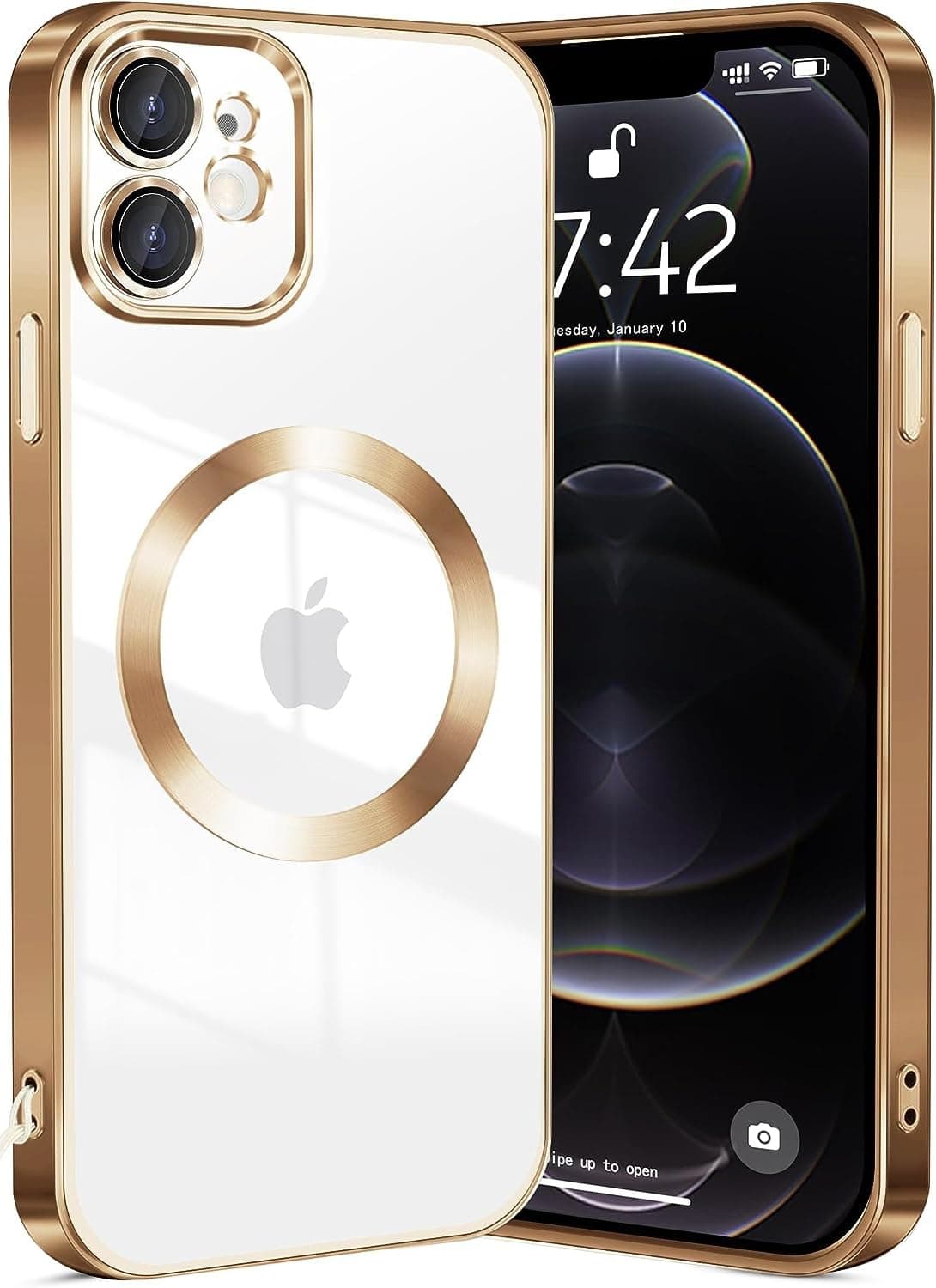 SHINESTAR Electroplated Logo View Case for iPhone 11, Camera Lens Full Protection Luxury Electroplated Transparent TPU Slim Back Cover for iPhone 11 - Gold