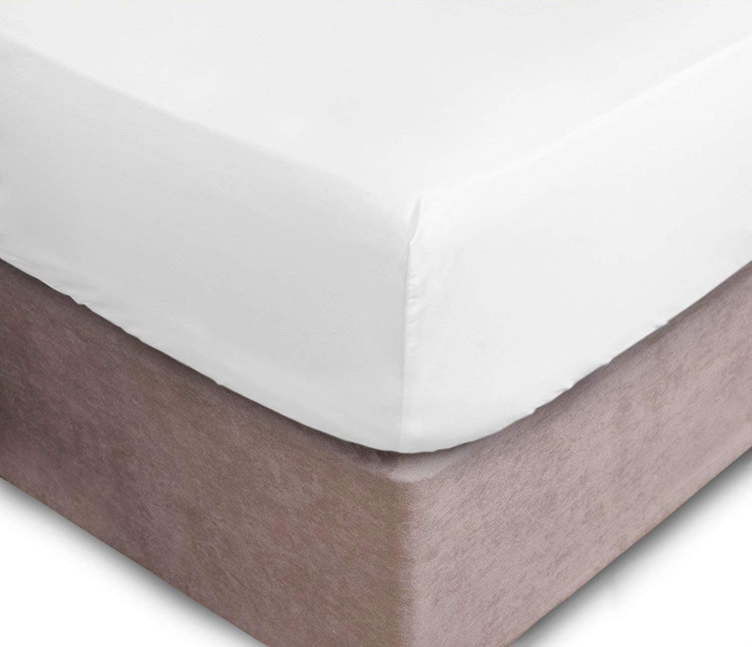 NI Luxury Bedding Extra Deep 16"/40cm Super King Size Non Iron Deep Fitted Sheets (Super King, White)