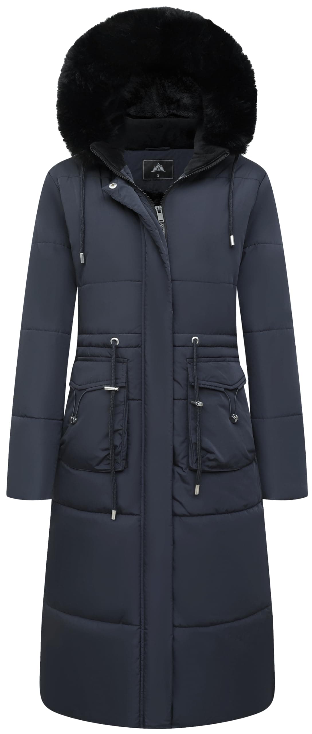 MOERDENG Women's Long Winter Puffer Coat Waterproof Warm Maxi Down Jacket Faux Fur Removable Hood Parka