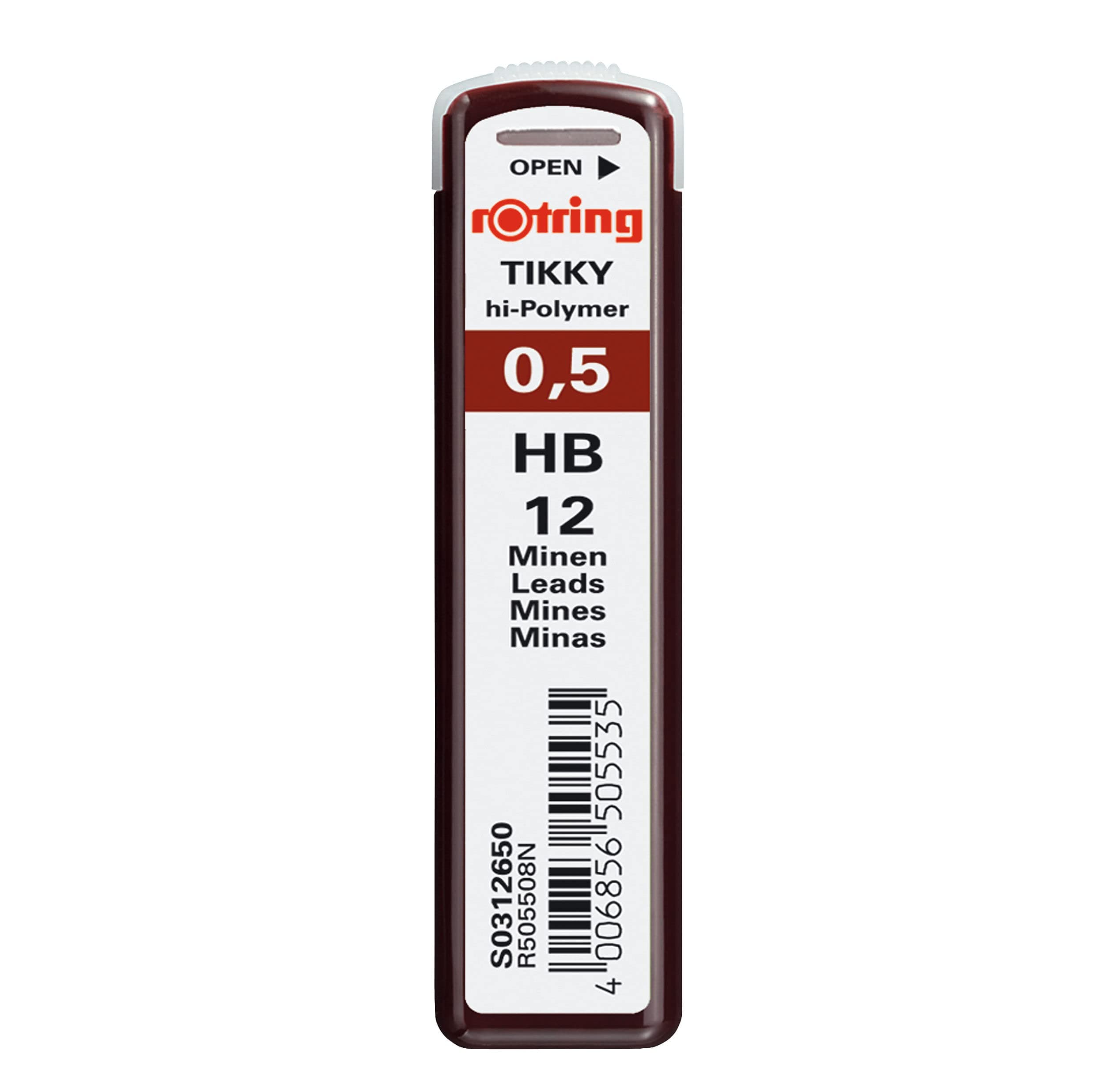 Rotring Tikky 0.5 HB High-Polymer Fine Replacement Leads for Mechanical Pencil for Sketches Drawing Writing | Pack of 10 | 120 Leads