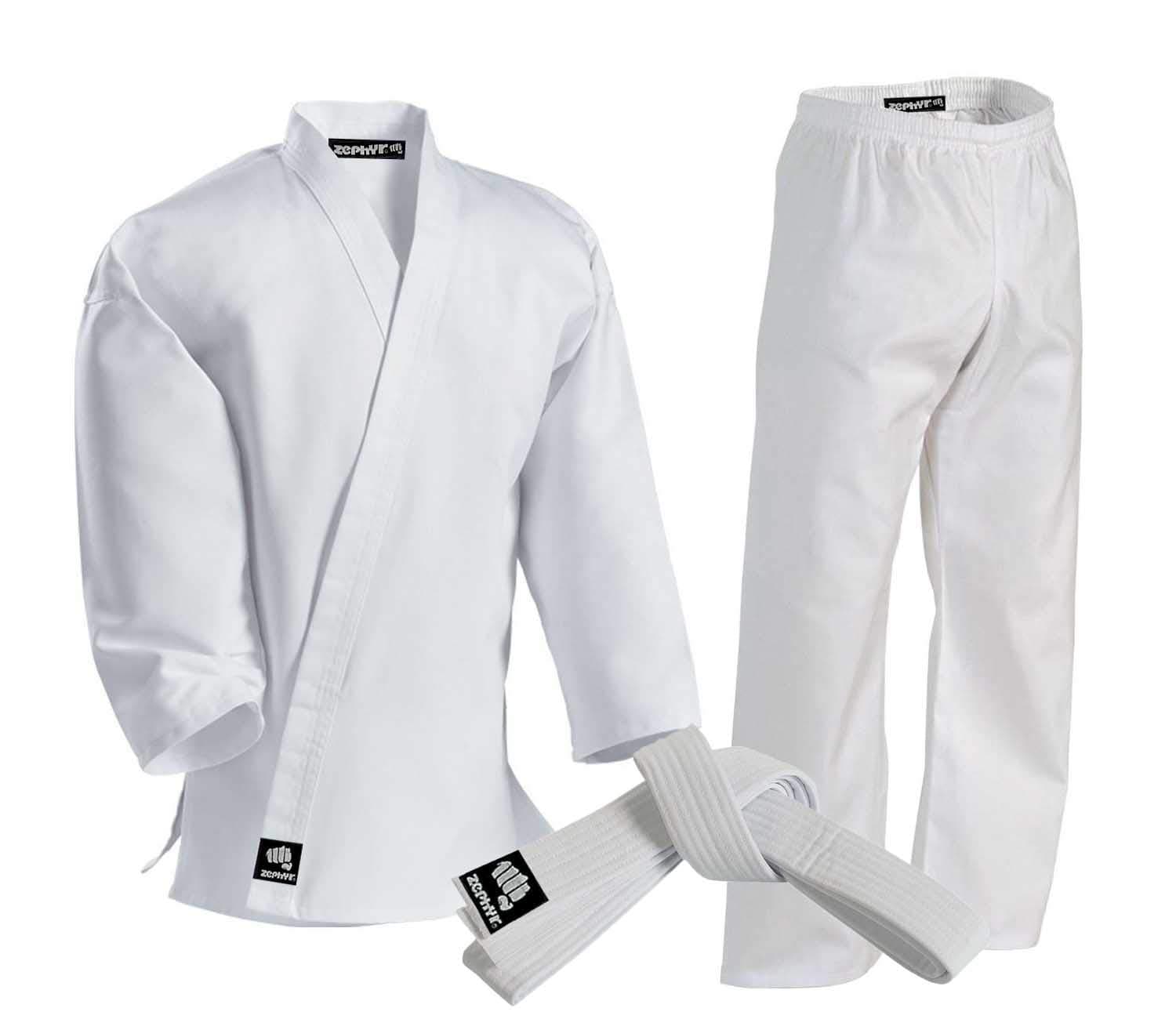 Zephyr Martial Arts Karate Gi Student Uniform with Belt - White - 3