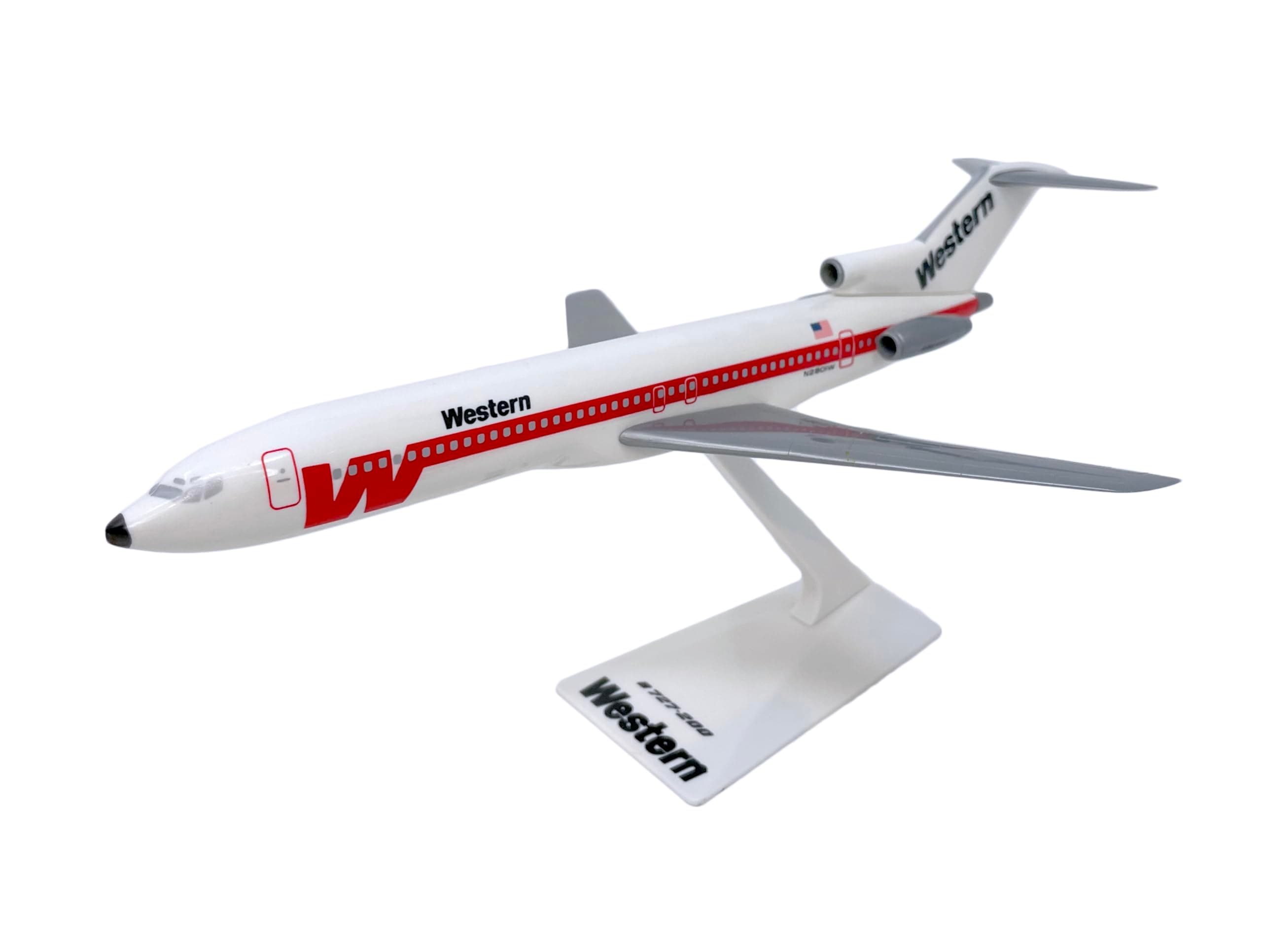 Flight Miniatures Western Boeing 727-200 1:200 Scale - Plastic Snap-Fit Model Airplane - Collectible Replica of Western Airlines Aircraft Part# ABO-72720H-015
