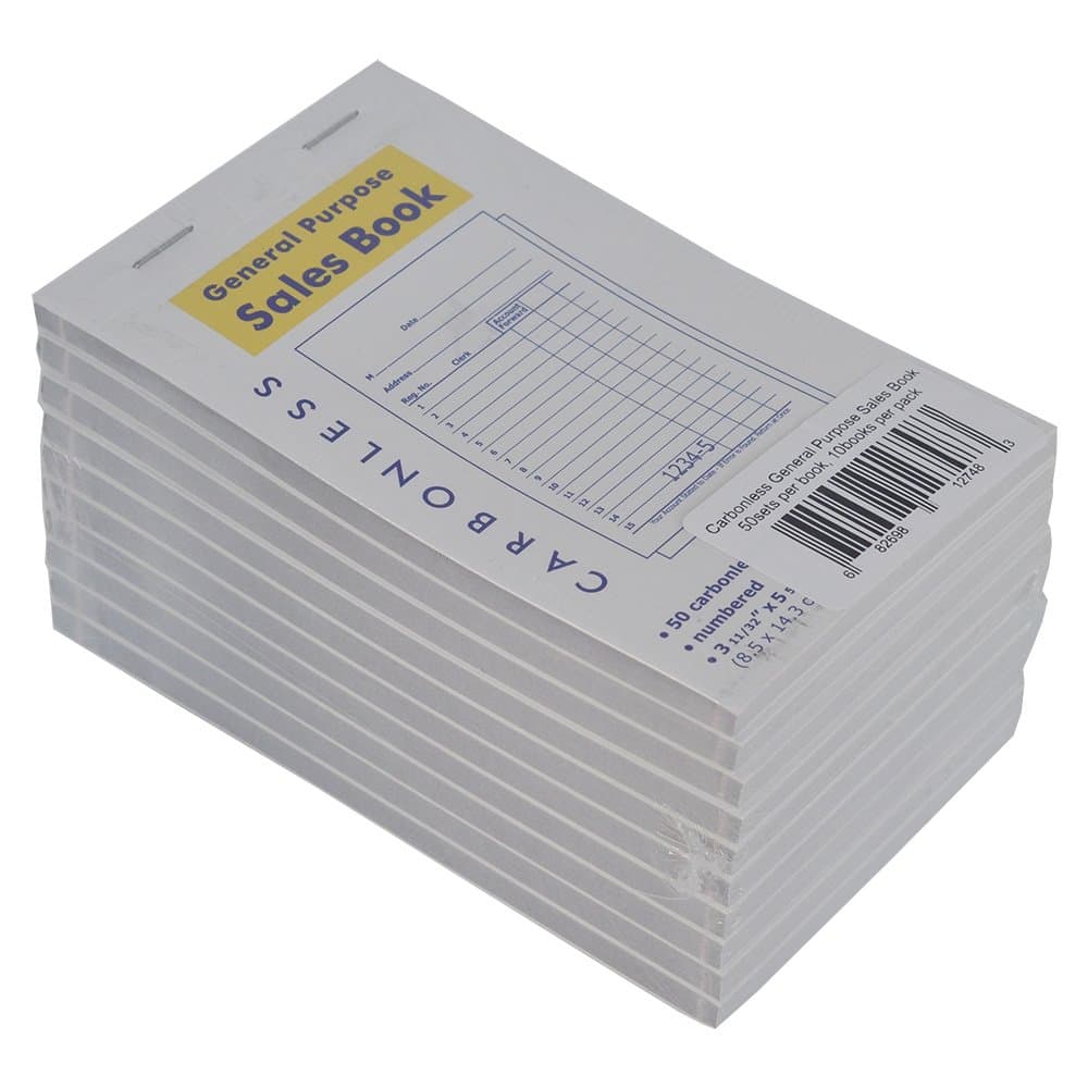General Purpose Sales Order Book 2-Part 3-11/32 x 5-5/8 Inches Receipt Invoice Guest Check 50 Sets per Book, 10 Books per Pack