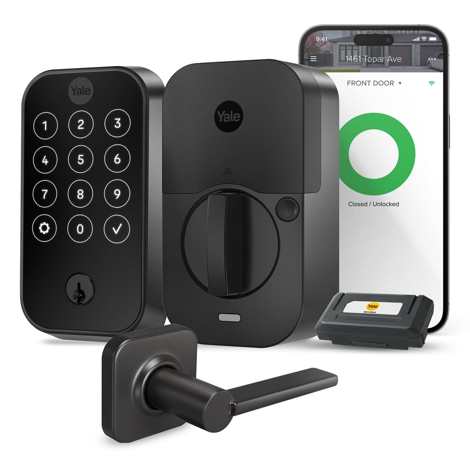 Yale Assure Lock 2 Touchscreen Door Lock with Wi-Fi and Valdosta Lever in Black Suede