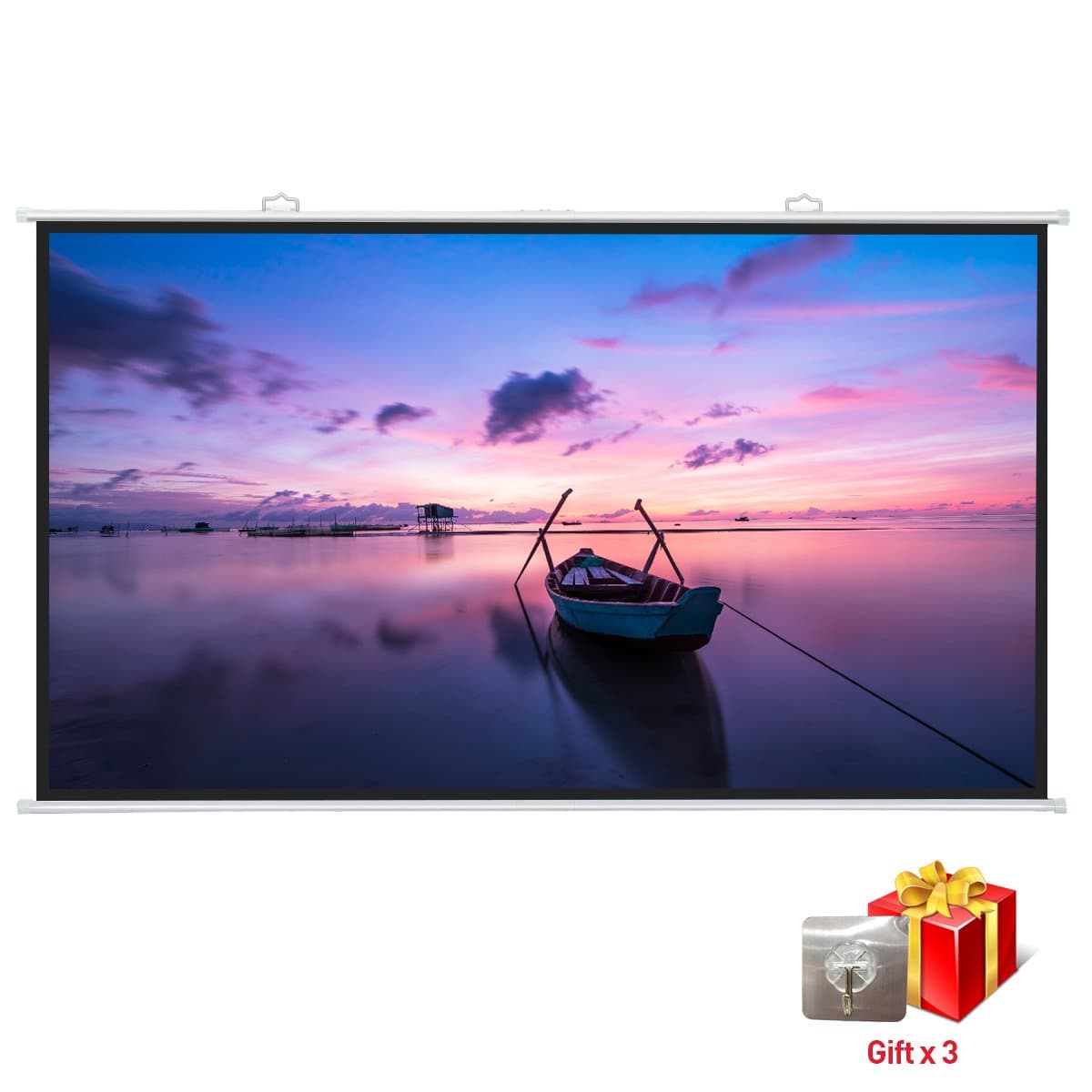 ExquizOn 16: 9 Projection Screen 100 Inch Diagonal 1.1 Gain 160 ° Portable Angle Vision Quick Installation for 4K HD Movie Projection Home Theater Indoor or Outdoor