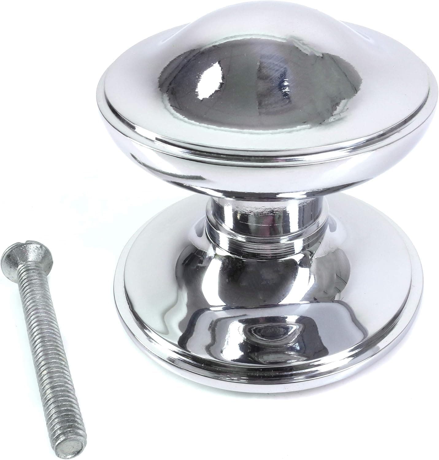 Polished Chrome Centre Knob - 70mm Round Fixed Door Pull