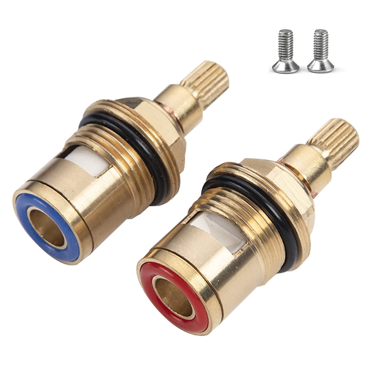 1 Pair Universal Replacement Tap Valves Brass Ceramic Disc Cartridge Faucet Repair Parts for Bathroom Kitchen Tap Mixer Tap Cartridge Quick Opening Copper Valve core Faucet (5.1cm)
