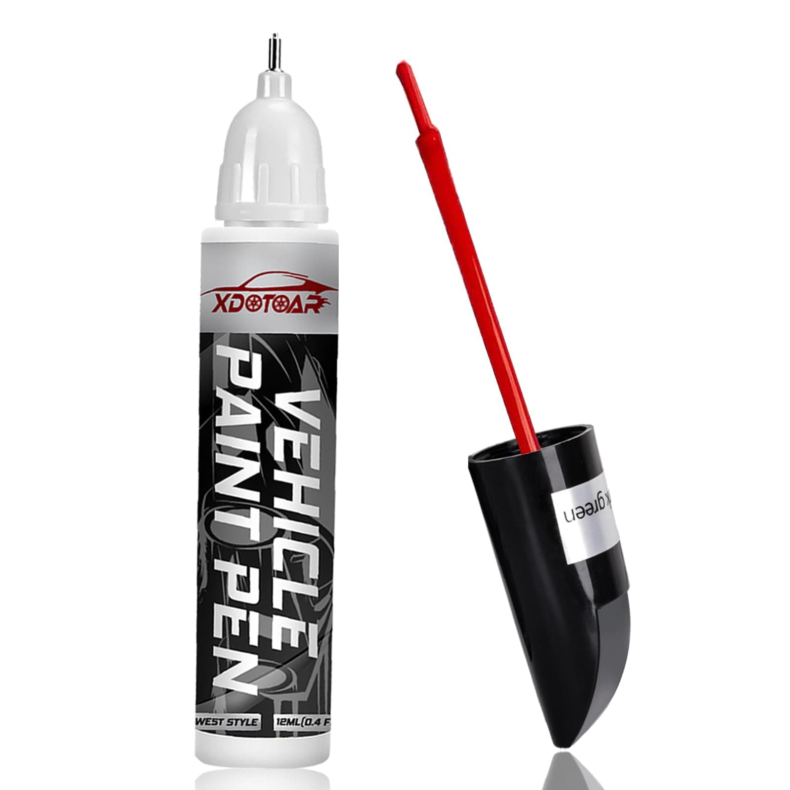 Pure Red Car Touch Up Paint Pen, Automotive Scratch Repair Kit, Auto Scratch Remover, Black