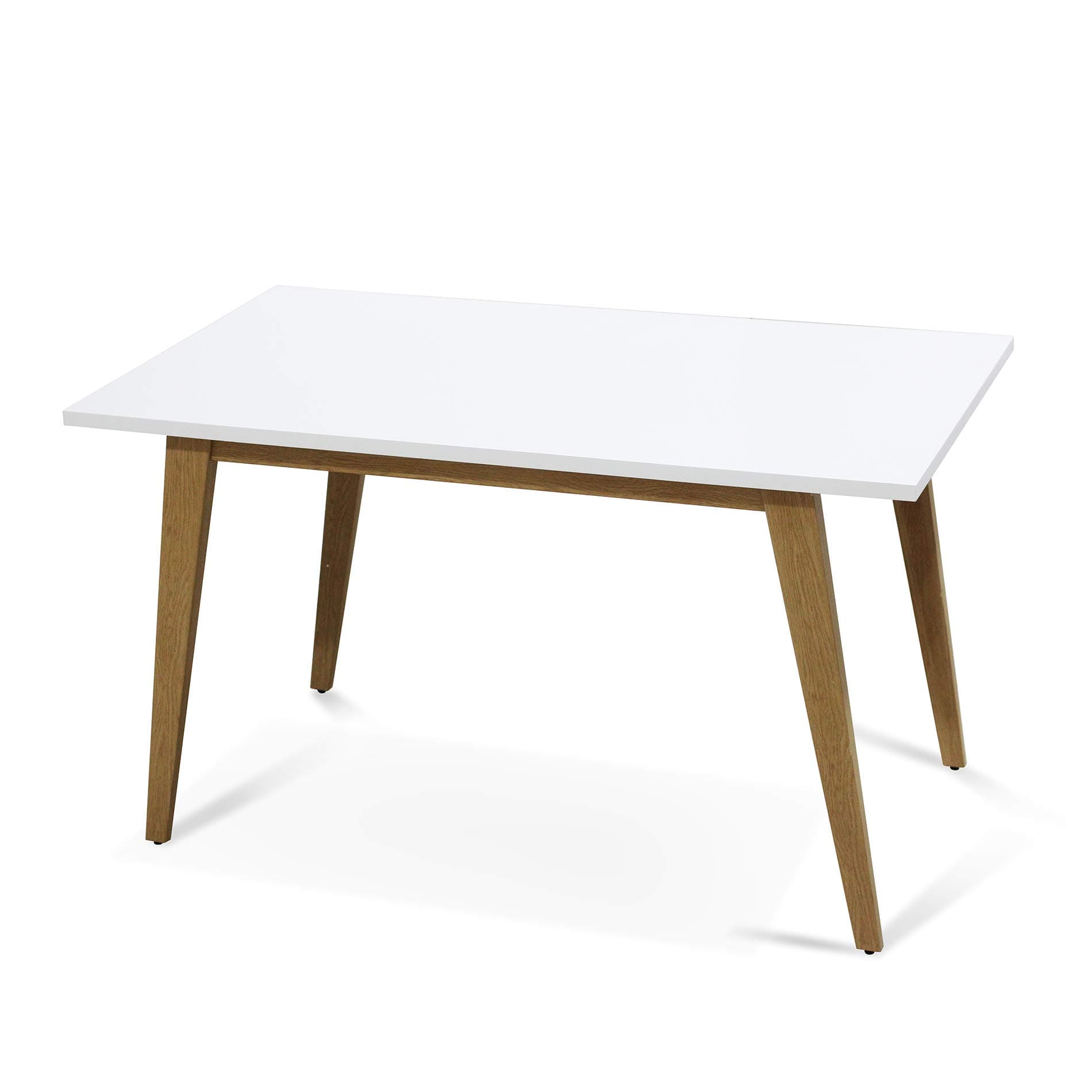 IDS Online Contemporary Norway Simplicity Style MDF White Dining Table With Wooden Skin Cover Metal Leg For 6, Rectagular, L51 X W29.5 X H29.5,