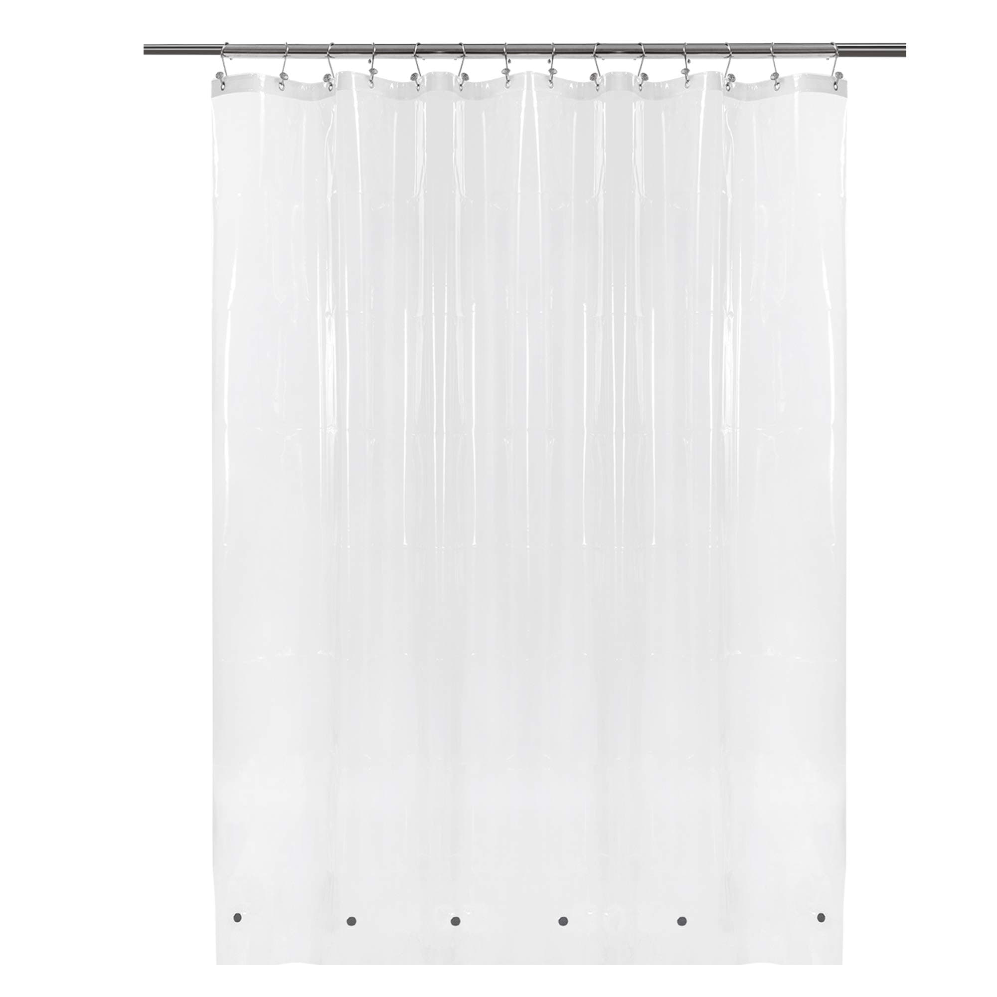 Barossa Design Clear Shower Curtain Liner 82 Width by 74 Height with Free Hooks - 6 Bottom Magnets, Waterproof PEVA, 12 Metal Grommets Curtain PEVA, 82x74