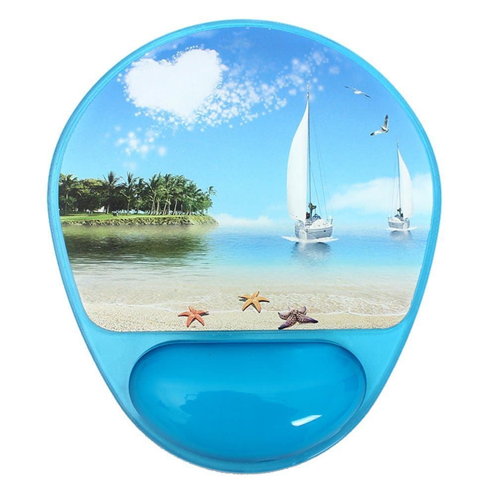 Silicone Mouse Pad, Soft Gel Wrist Rest and Support Wrist Rest with Microban Protection Mouse Pad,Cute and Cool Photo Gel for PC, iMac Accessories, Novelty Luxury Office Mouse pad (Blue Boat)