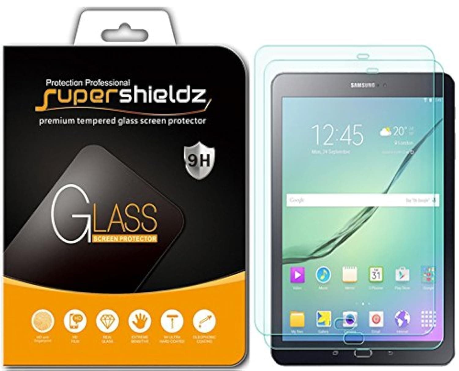 (2 Pack) for Samsung Galaxy Tab S3 (9.7 inch) Screen Protector, (Tempered Glass) Anti Scratch, Bubble Free