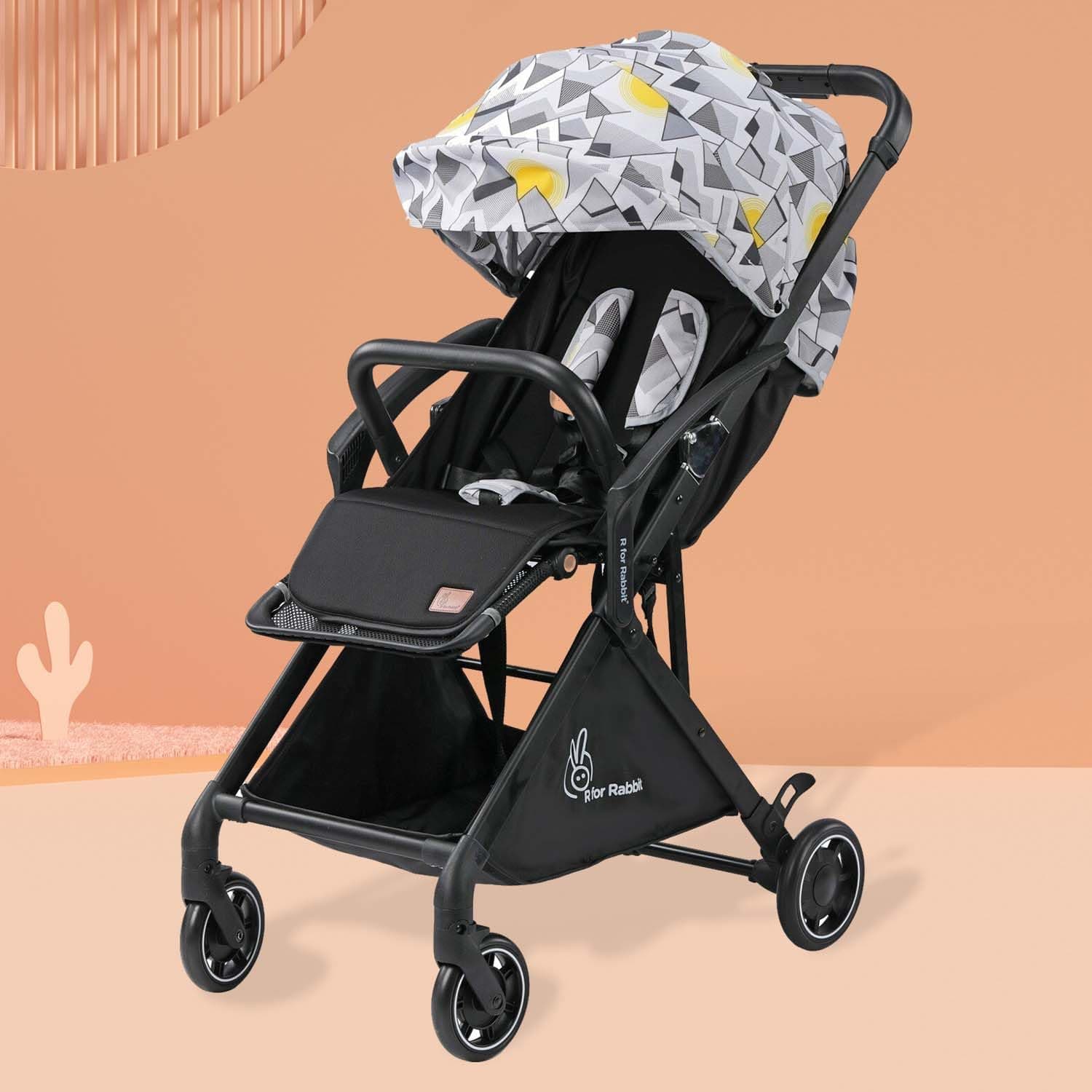 Street Smart Aero Light Weight Newborn Baby Stroller| Aluminum Frame Pram with One Hand Collapsible Fold | Travel Friendly Stroller for 0-3 Years for Babies || Black Multi