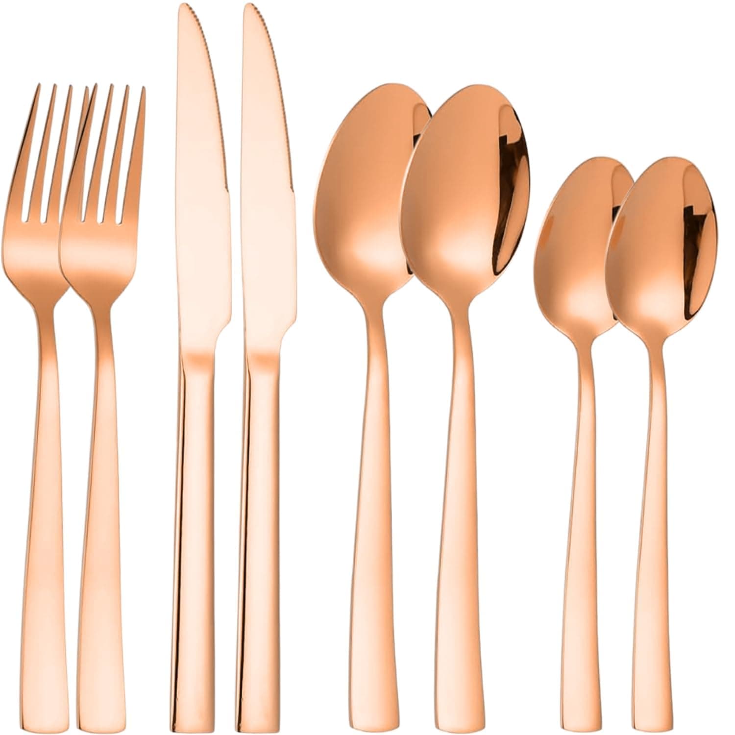 Silverware Set for 2, 8-Piece 18/10 Stainless Steel Flatware Set,Forged Cutlery Set Matte Finish for Home,Restaurant and Parties, Dishwasher Safe.