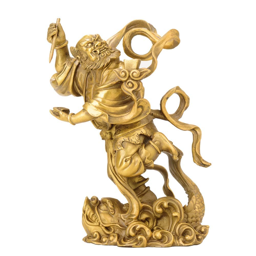 Pure Copper Kuixing Statue, Lucky Decorations, Study Desktop Collection, Home Decoration Sculpture, Symbol Of Wealth And Longevity, Perfect Business Gift (12 X 10 X 19 Cm)