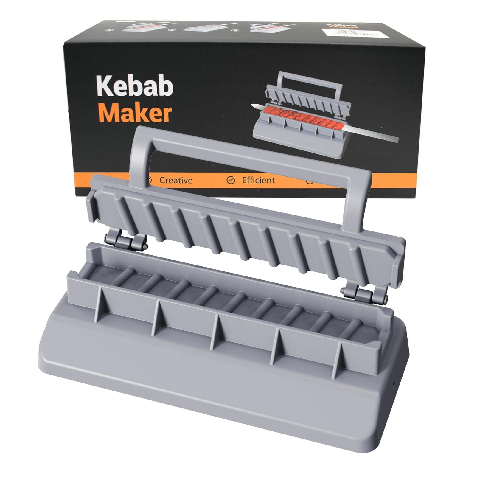 Large Kebab Maker Press, Gray Plastic Kabab, Manual Kabob Mould, Kabob Maker Barbecue Skewers Form Your Kofta Kebab Like a Traditional Chef Handmade Kebab