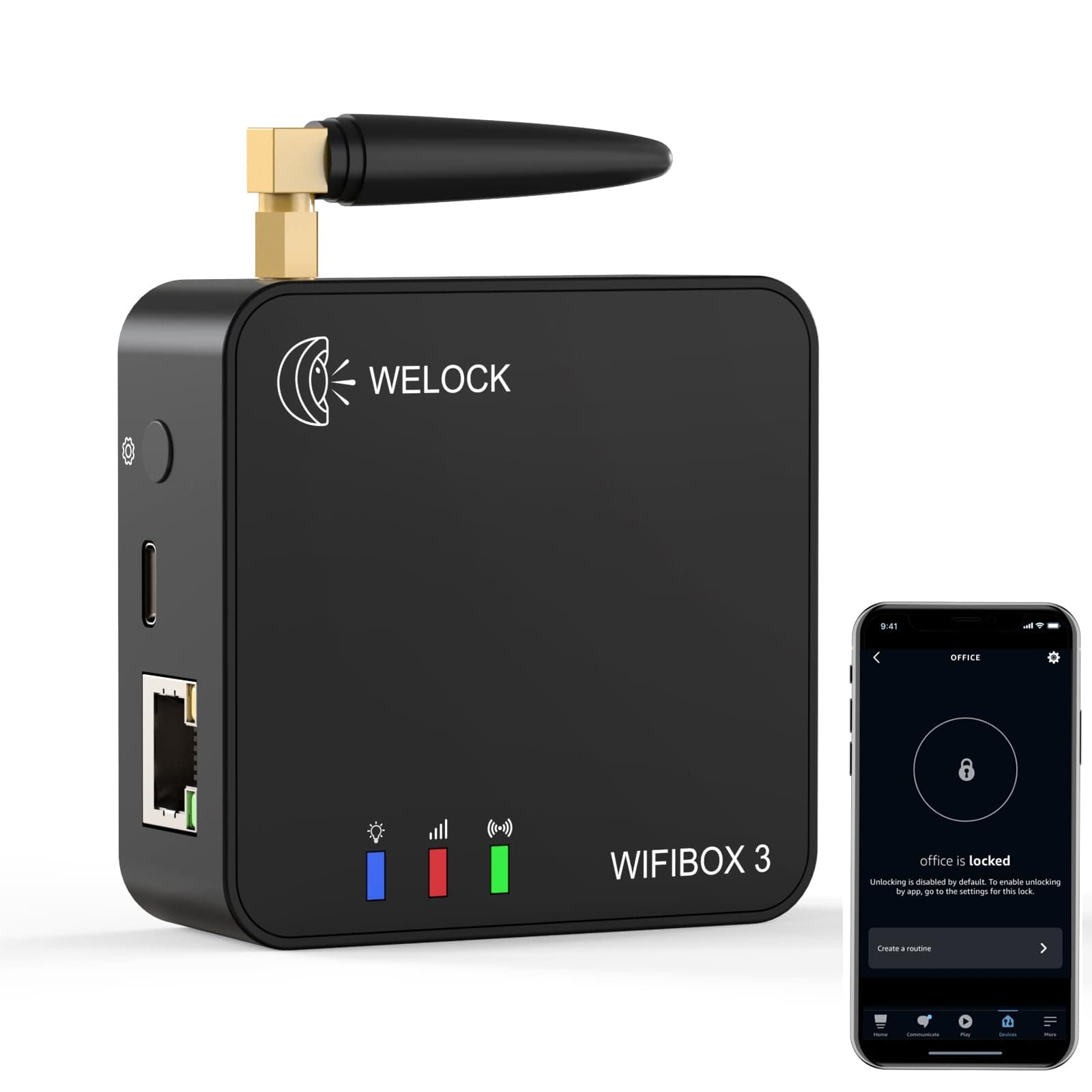 WELOCK WIFIBOX 3 BLE Gateway Remote Controls Unlock,Work with Alexa Voice Control for Welock Smart Door Lock Model