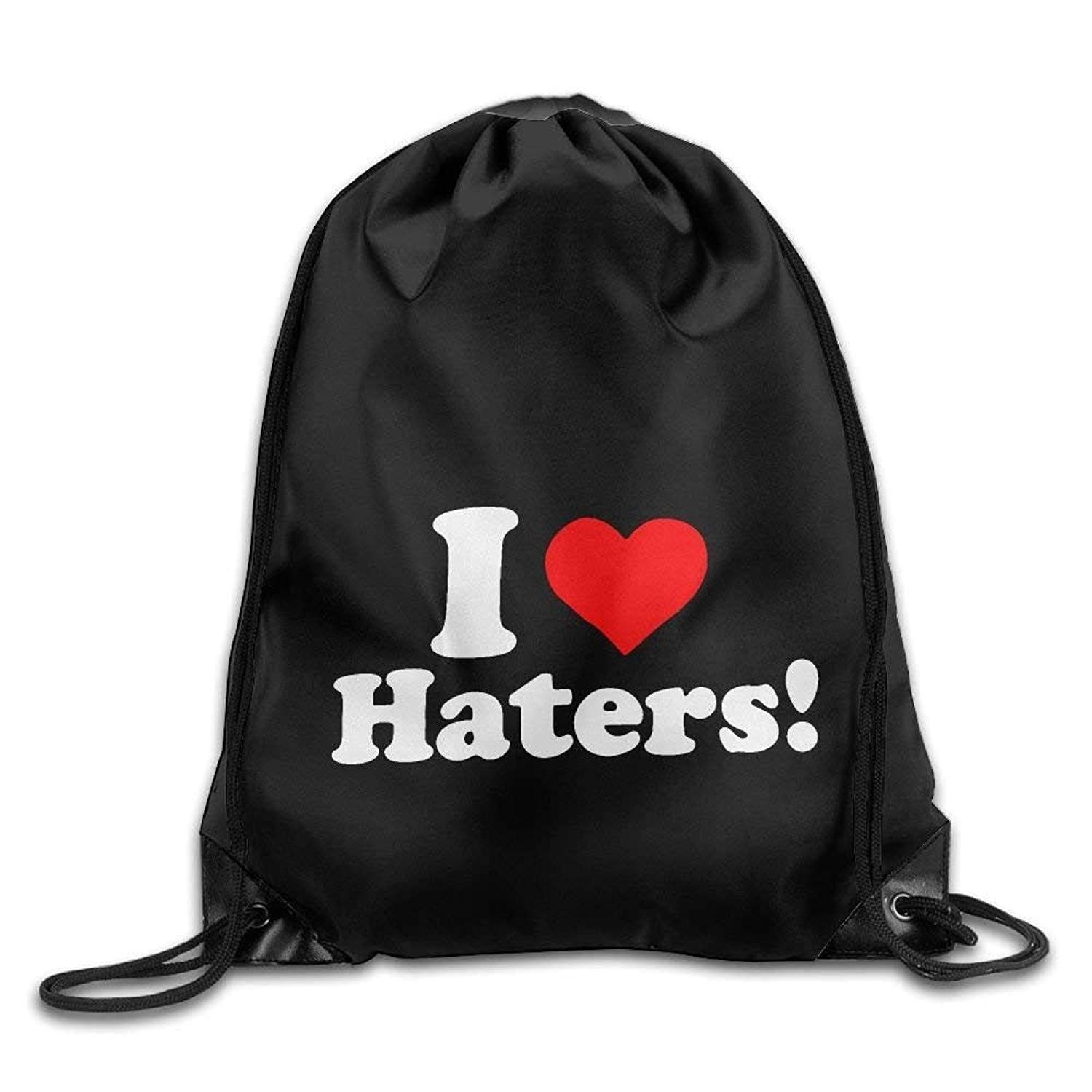 Etryrt Premium I Love Haters Print Drawstring Backpack Rucksack Shoulder Bags Gym Bag Sport Bag