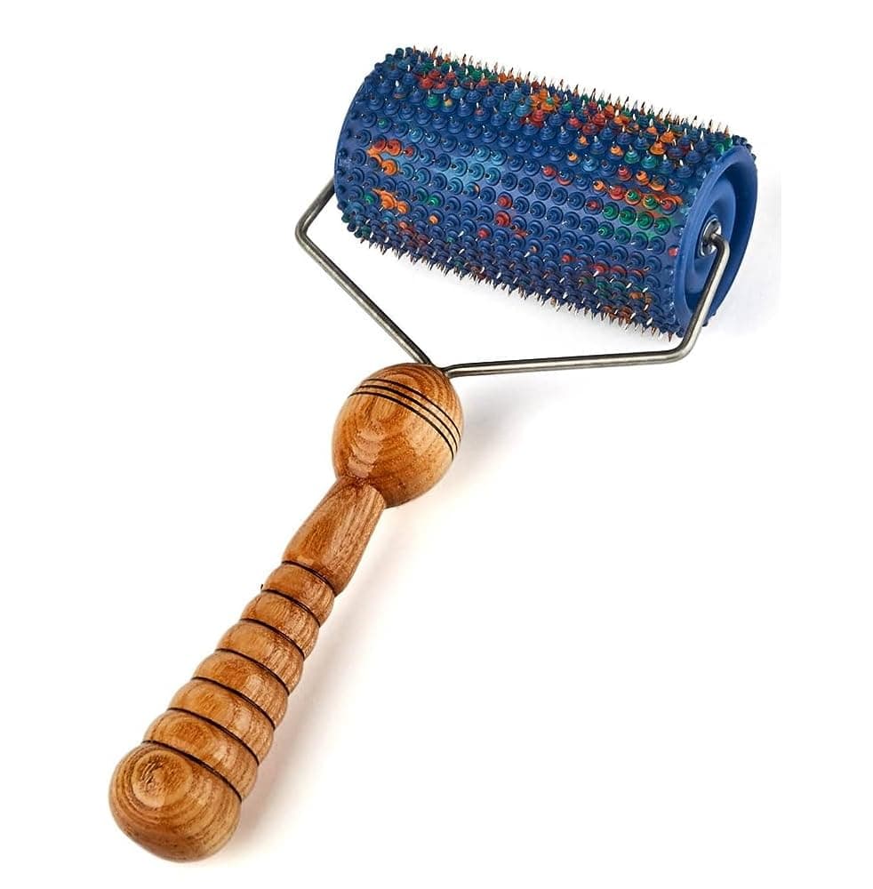LyapkoBig Roller Massager - Acupressure Massage Roller for Body, 570 Needles, Manual, Classic Style, 9.9 Ounces, Wood and Rubber, for Massaging Larger Parts of the Body