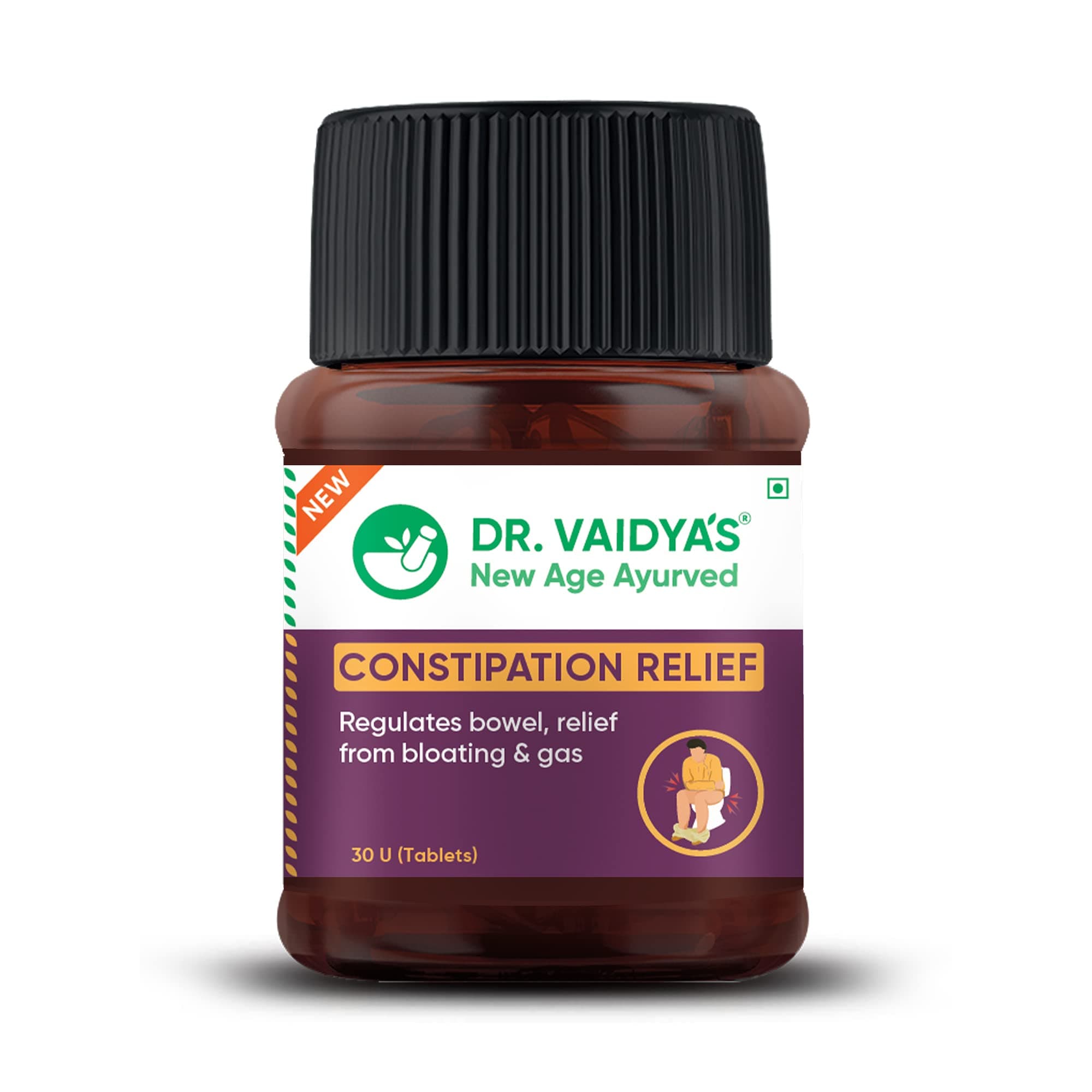 Constipation Relief Tablets | Improves Digestion & Regulates Bowel Movement | Sonamukhi, Haritaki & Sunth | (30 Tablets) Pack of 1
