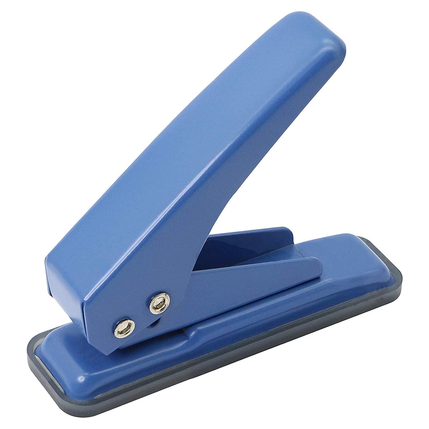 Single Hole Puncher Handheld 1/4 Inches Hole Punch, 20 Sheet Paper Punch Capacity Metal Hole Puncher with Skid-Resistant Base for Paper, Chipboard, Art Project, Blue