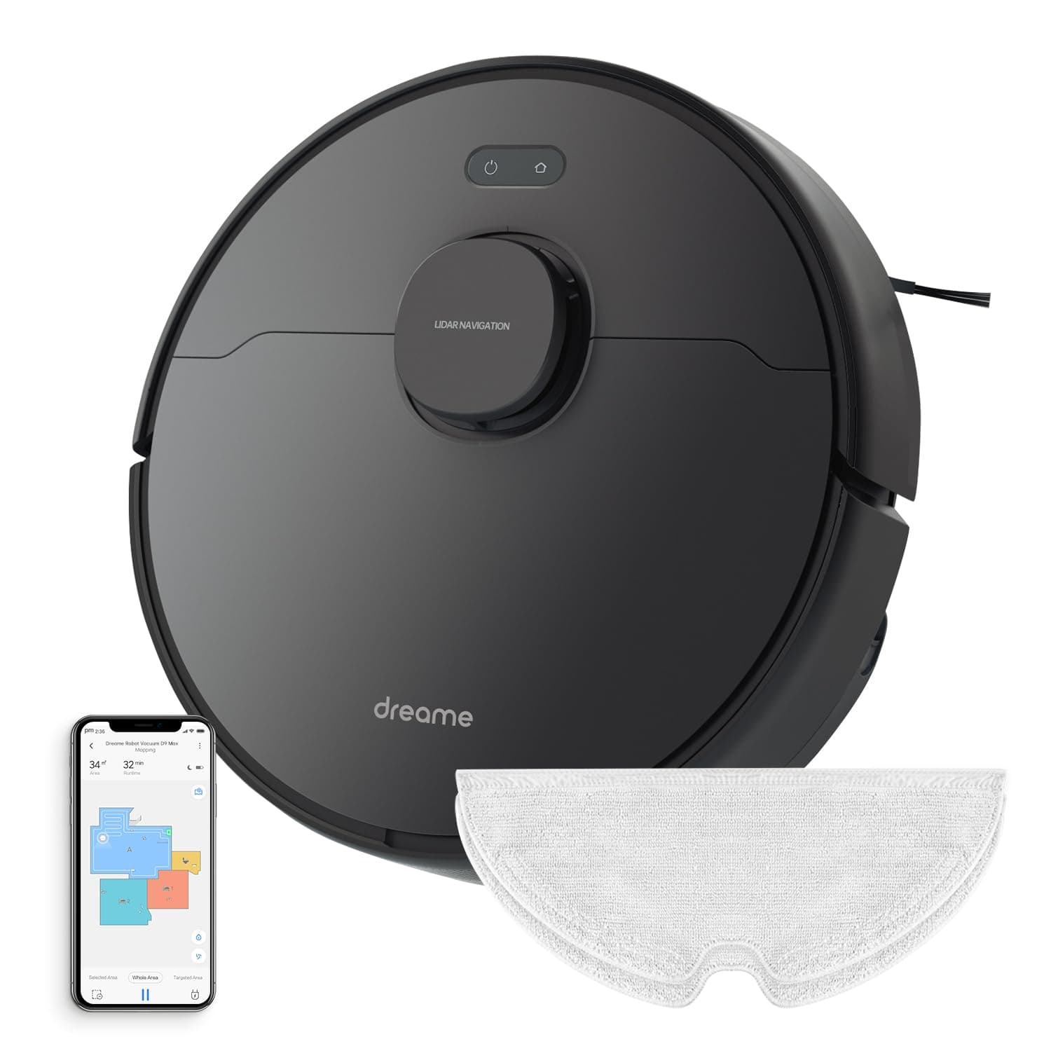 Dreametech Robotic Vacuum Cleaner, Black, Rld33Ga