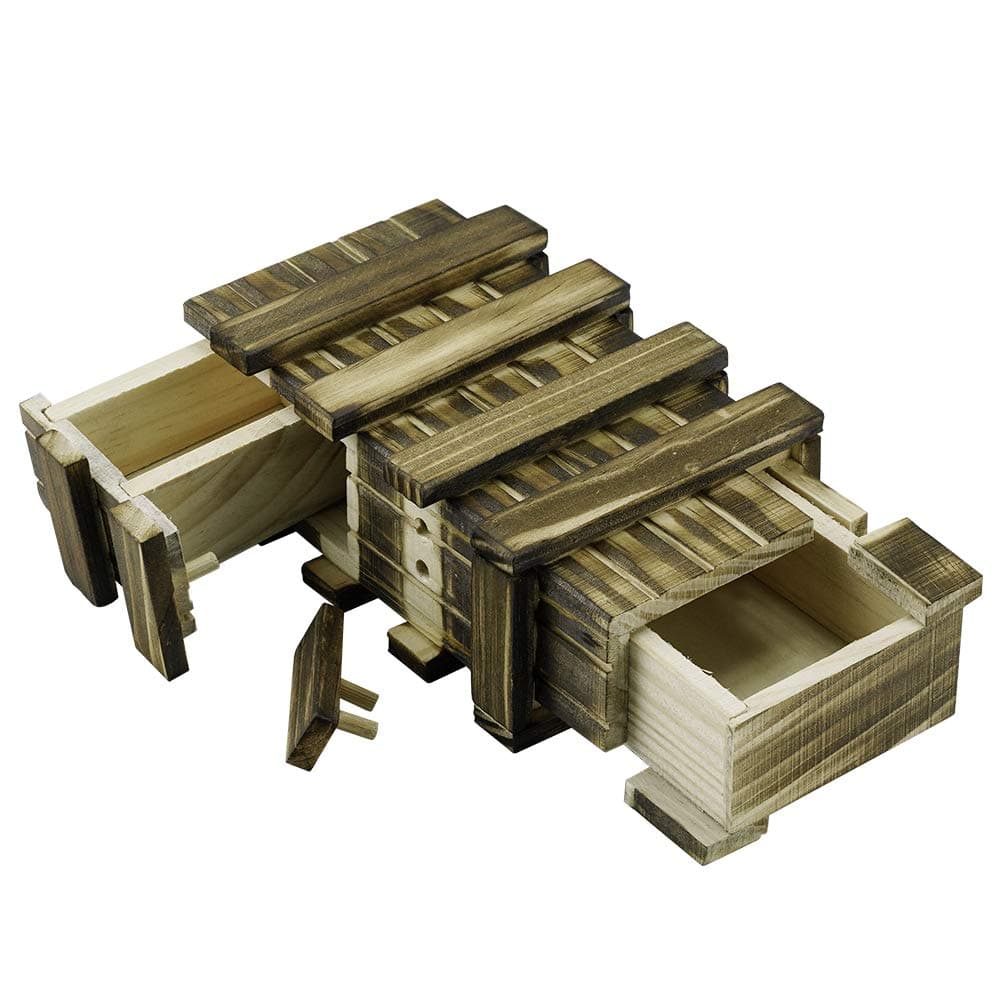 LocisnePersonalised Magic Wooden Gift Box with 2 Extra Secure Storage Compartments Secret Drawer Keepsake Box Memory Puzzle Box Wedding Gift Intelligence Brain Teaser